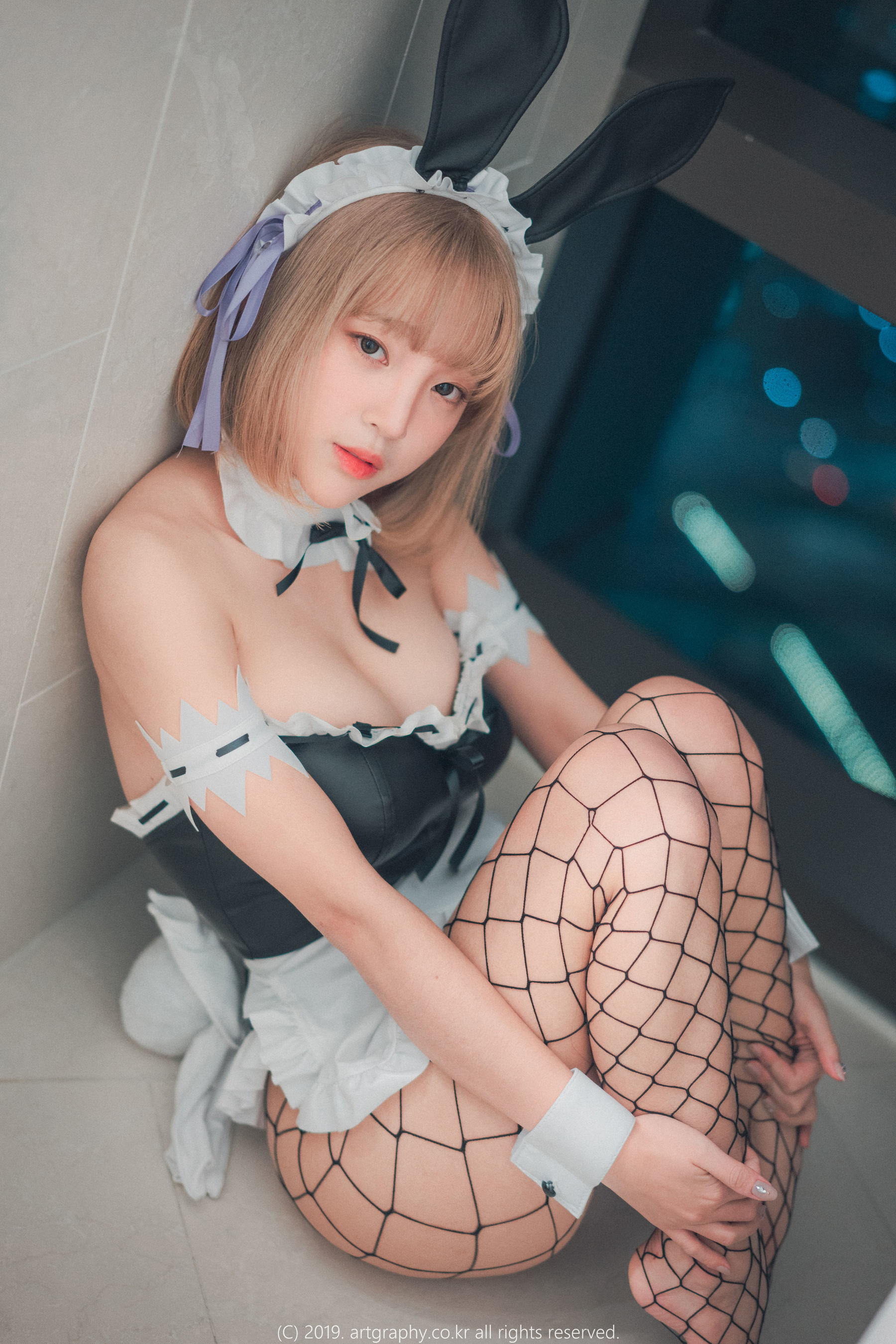 [ARTGRAVIA] VOL.062 姜仁卿 – 丁字裤+T恤衫+网袜兔女郎 日韩写真-第24张