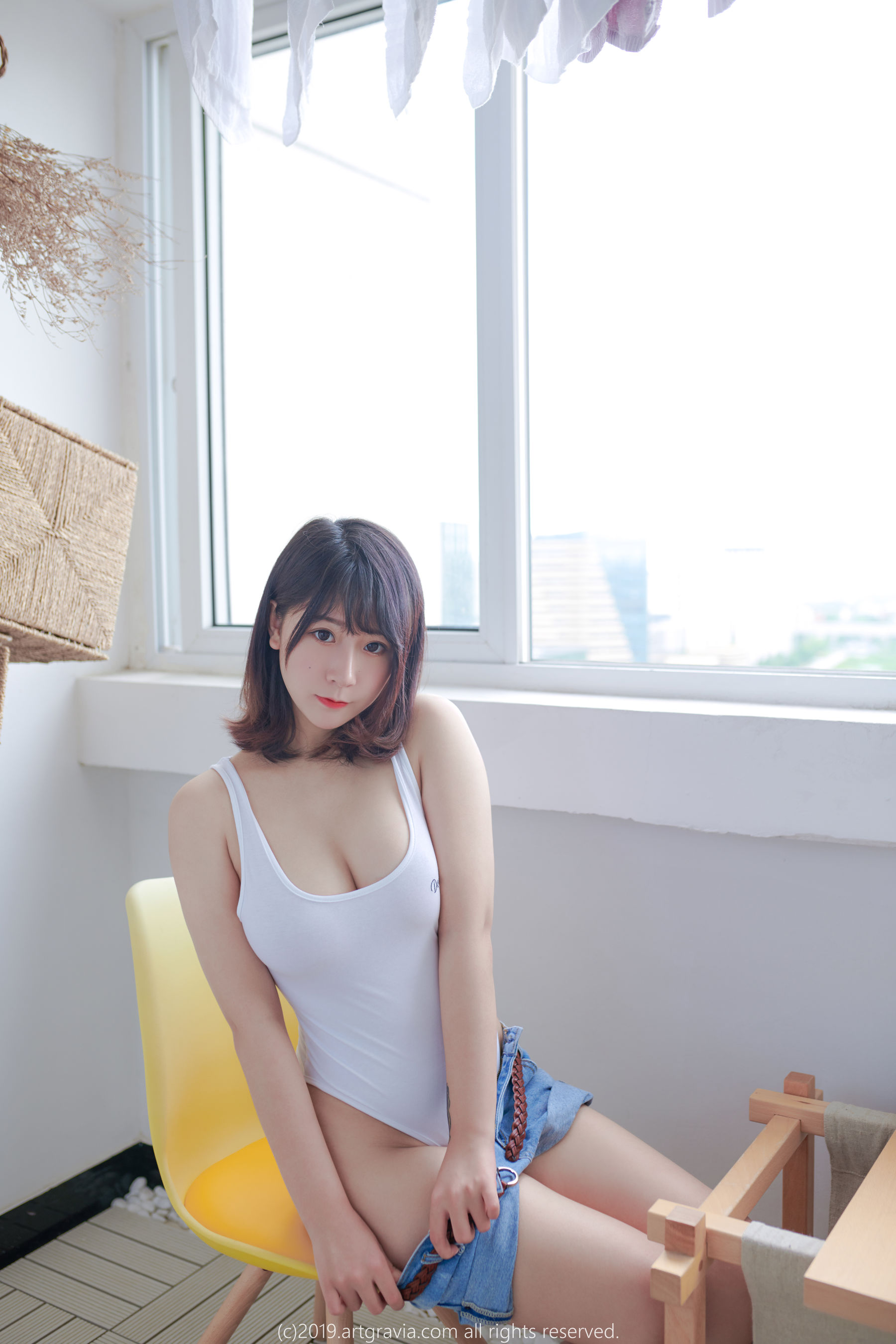 [ARTGRAVIA] 猫九酱Sakura 高叉连体衣齐逼小短裙 日韩写真-第48张