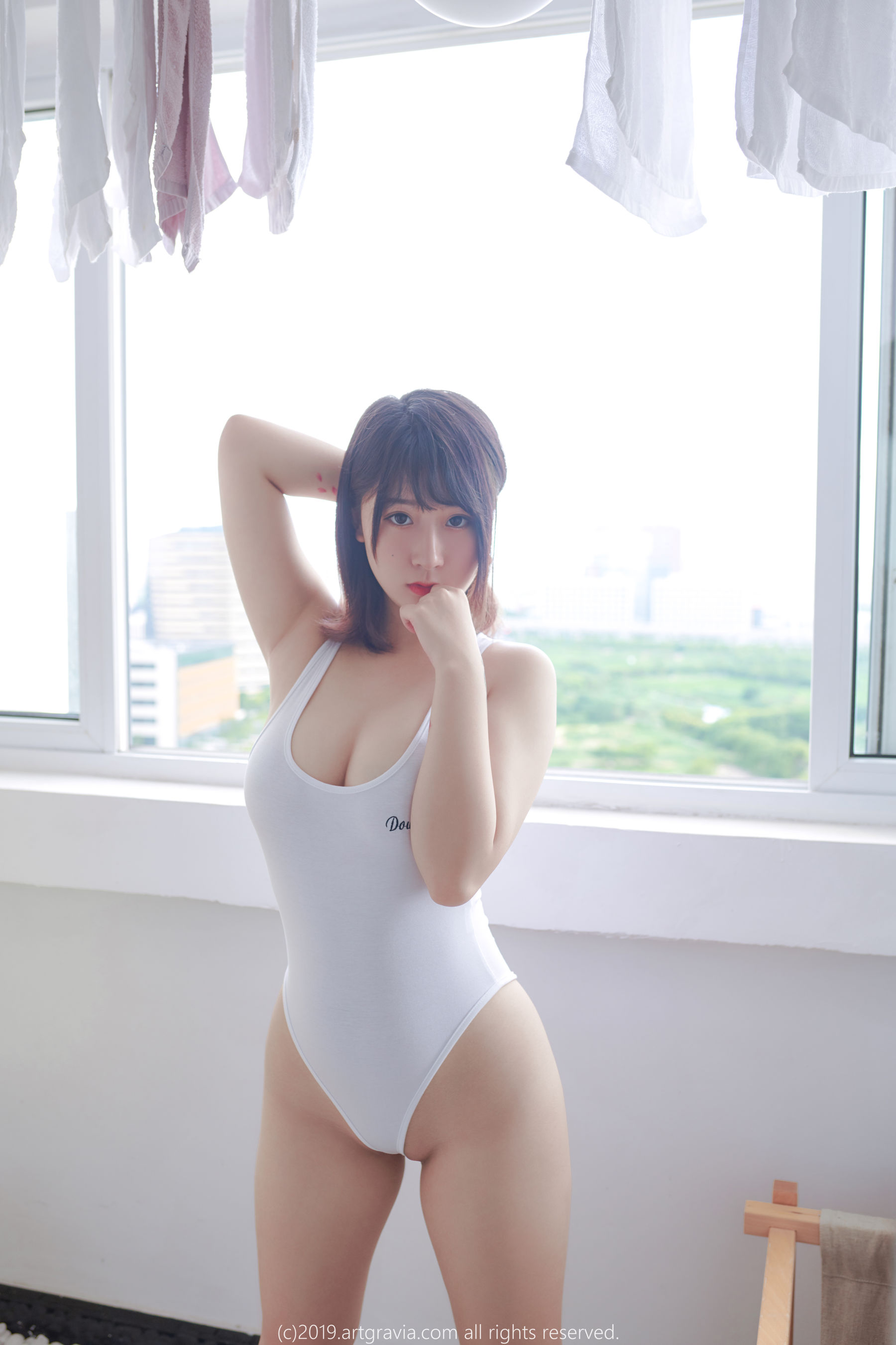 [ARTGRAVIA] 猫九酱Sakura 高叉连体衣齐逼小短裙 日韩写真-第11张