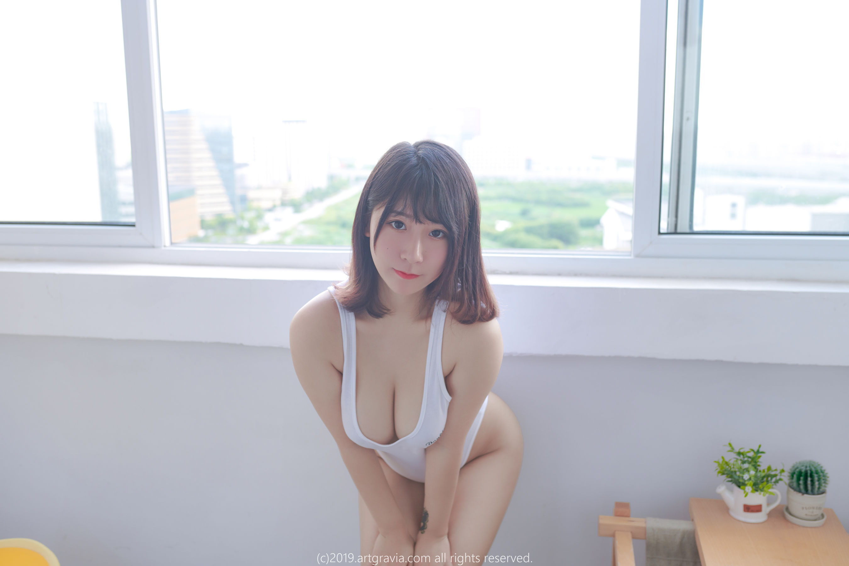 [ARTGRAVIA] 猫九酱Sakura 高叉连体衣齐逼小短裙 日韩写真-第12张
