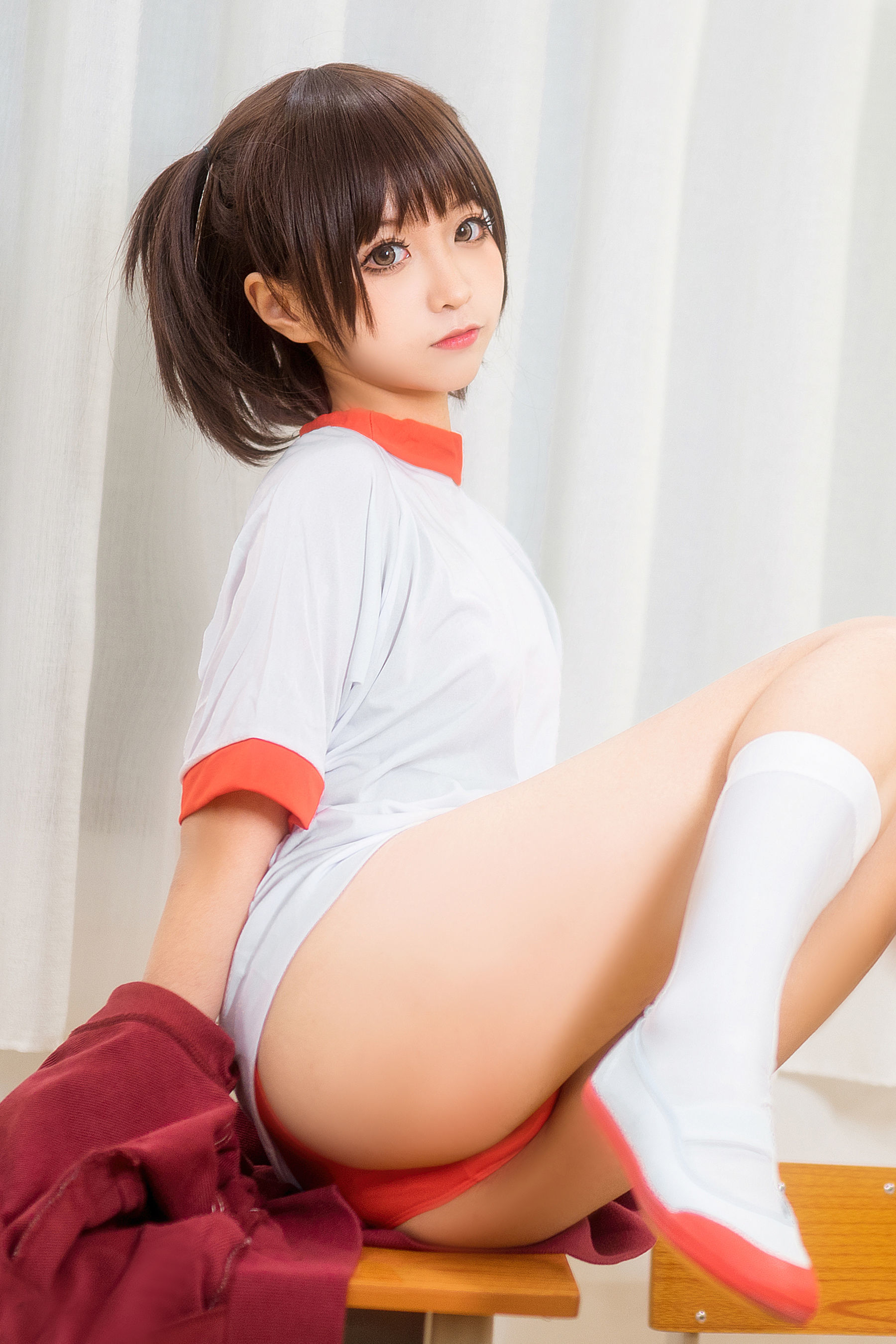 动漫博主蠢沫沫 红体操服 Cosplay-第17张