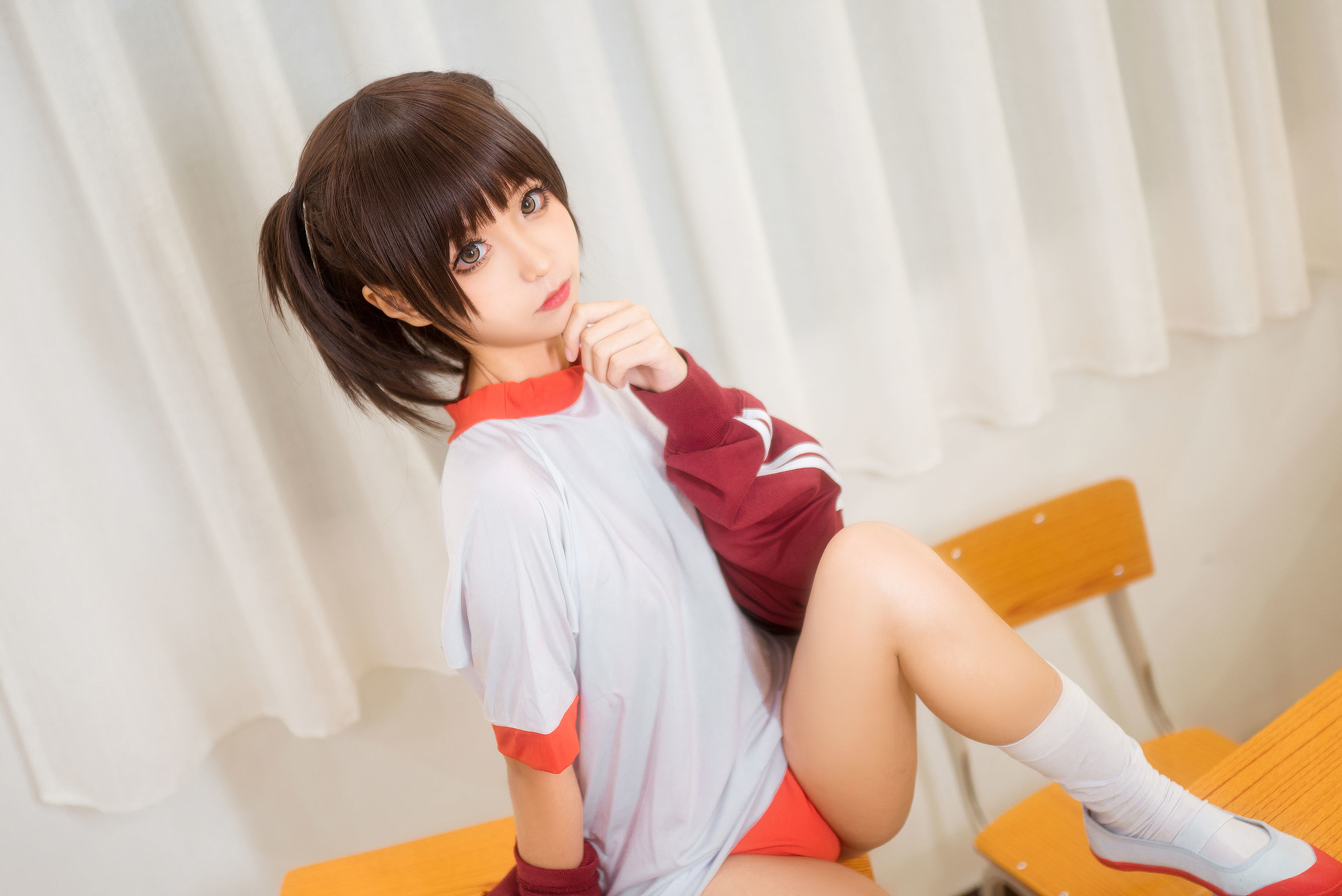 动漫博主蠢沫沫 红体操服 Cosplay-第11张
