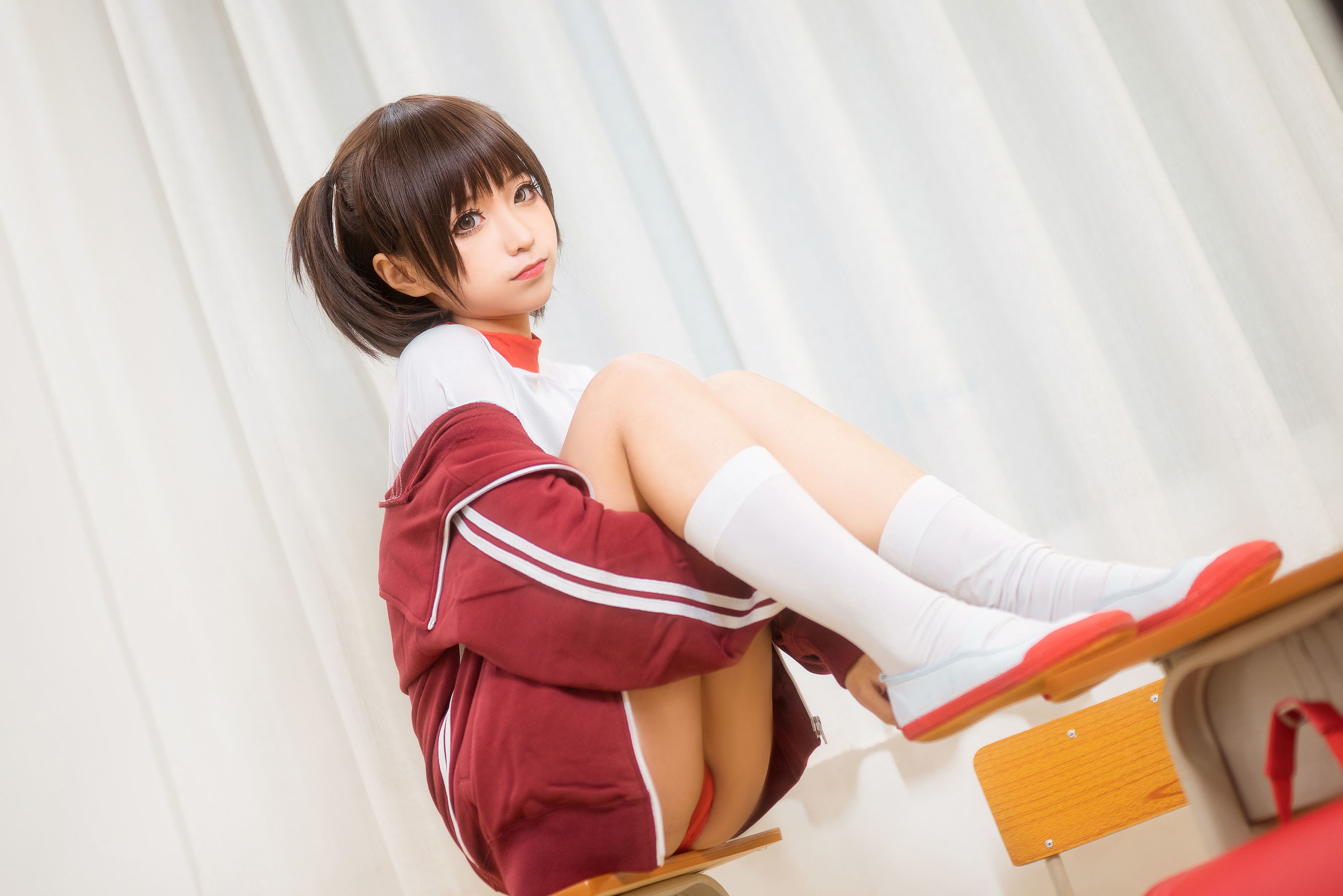 动漫博主蠢沫沫 红体操服 Cosplay-第3张