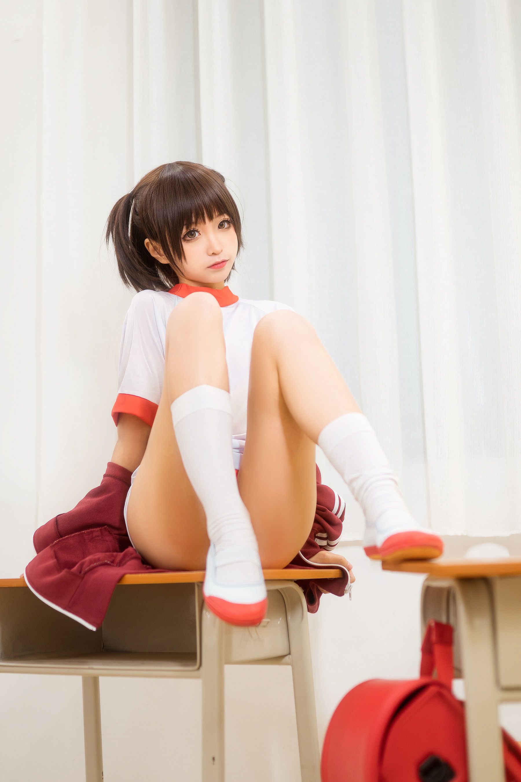 动漫博主蠢沫沫 红体操服 Cosplay-第6张