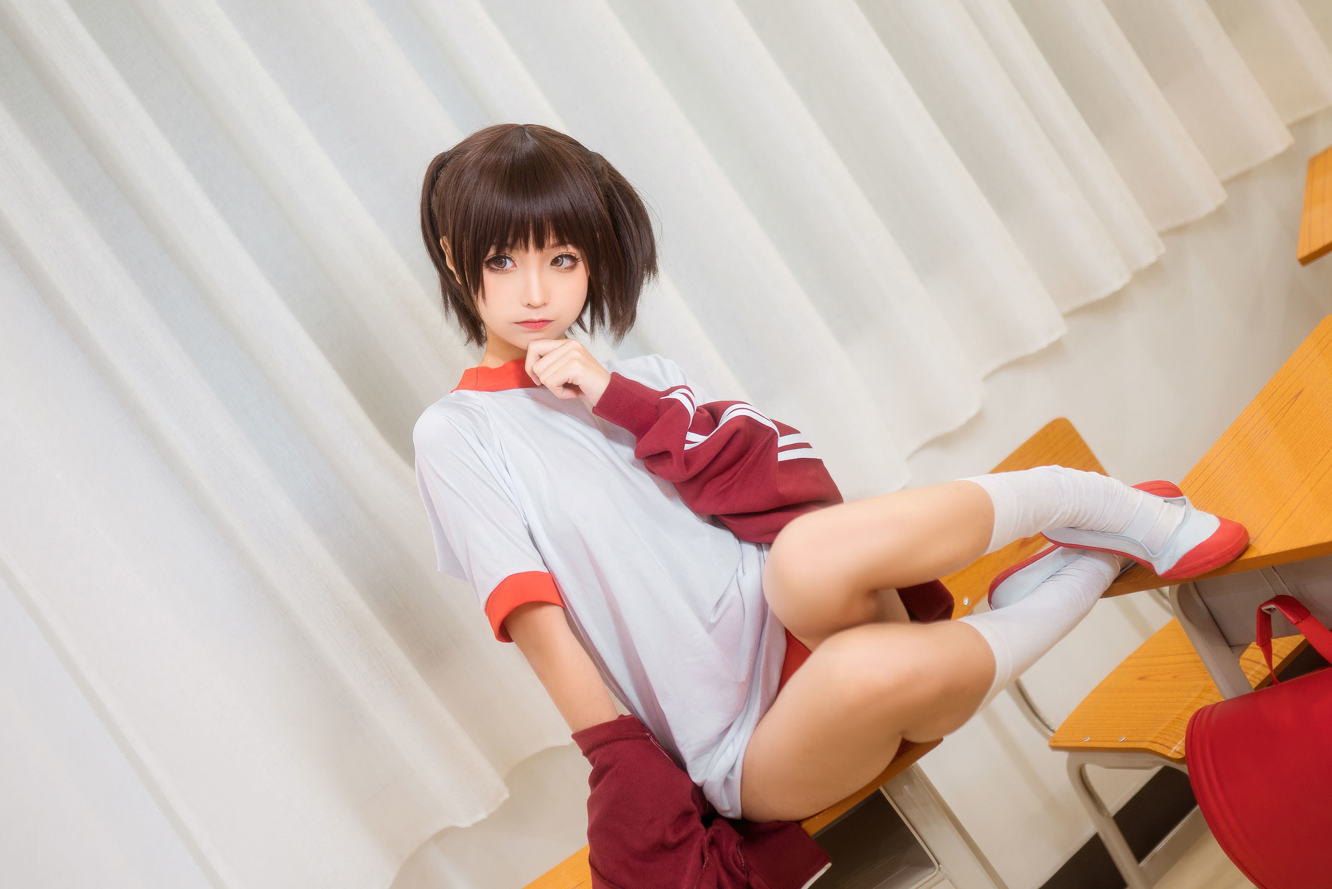 动漫博主蠢沫沫 红体操服 Cosplay-第12张