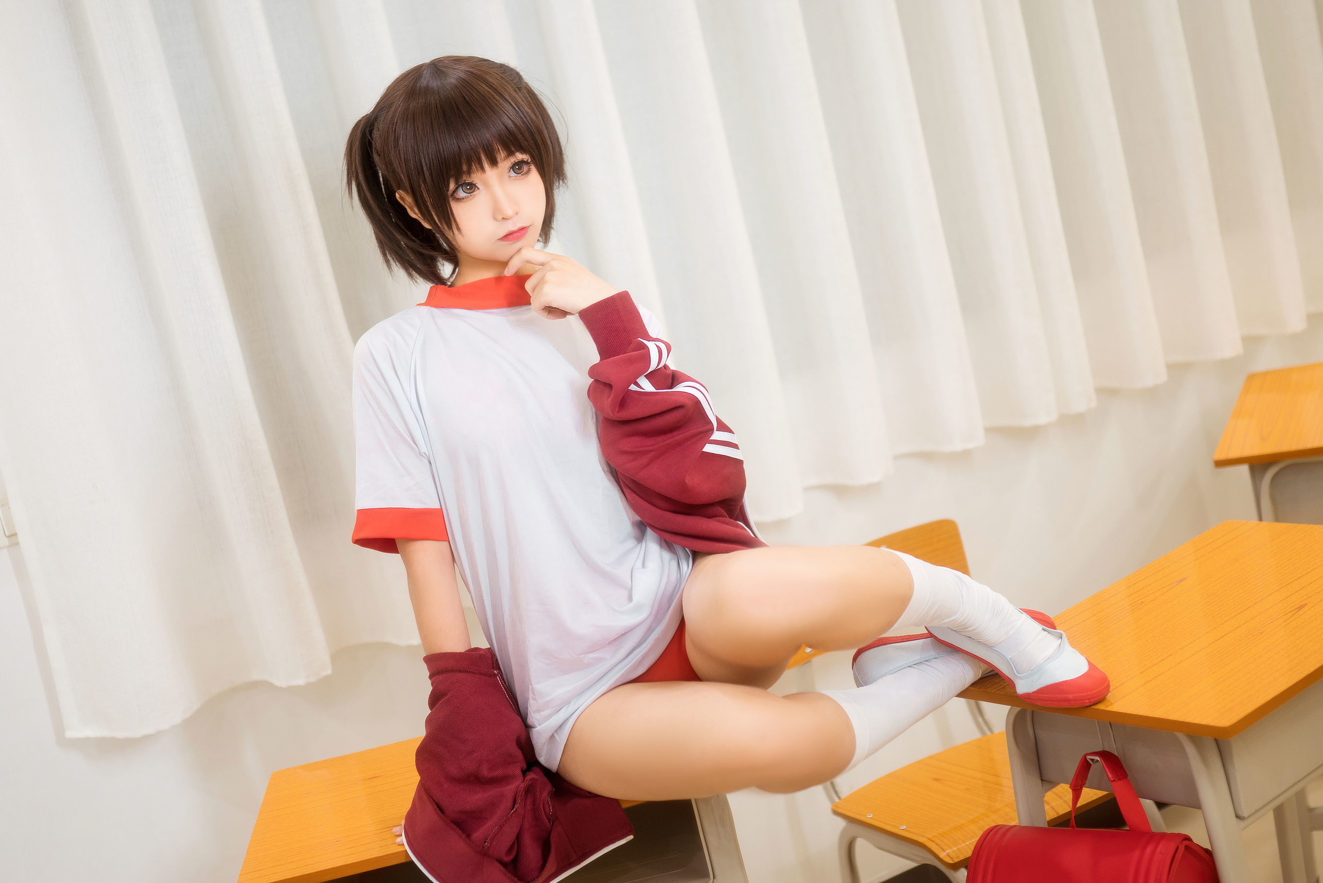 动漫博主蠢沫沫 红体操服 Cosplay-第13张