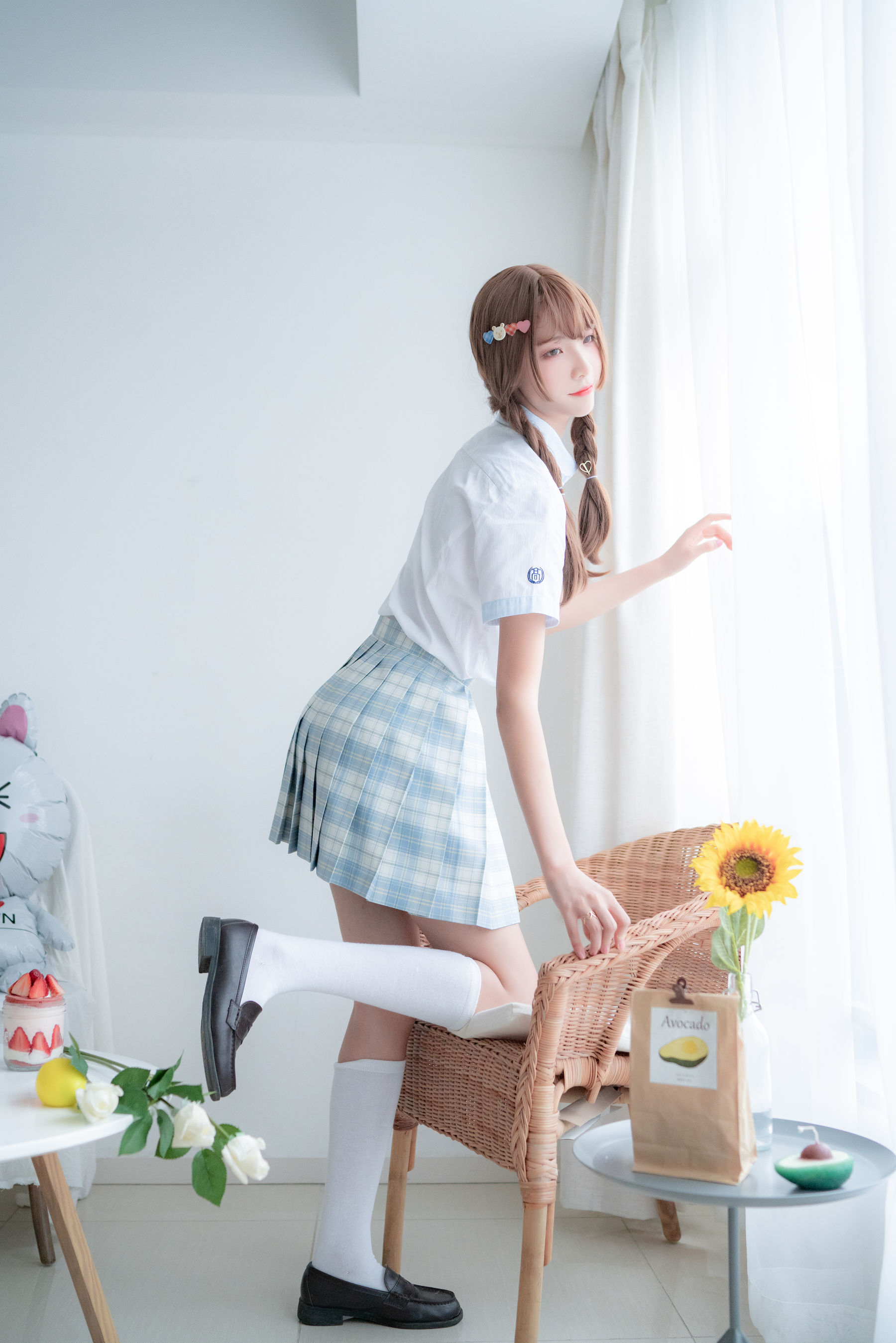 清纯妹子西瓜 民宿私房淡蓝JK Cosplay-第7张