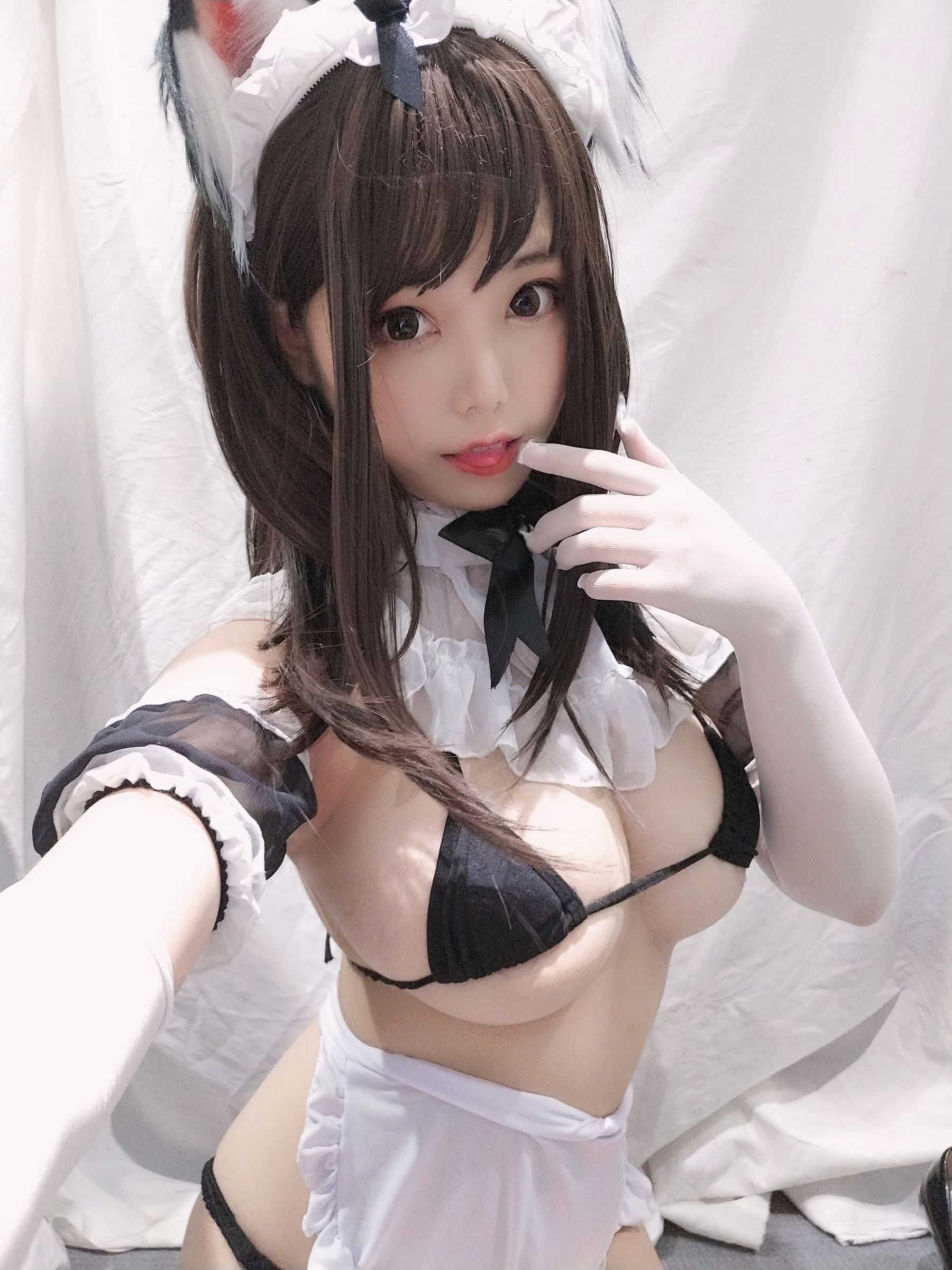 萌系小姐姐蜜汁猫裘 黑白女仆 Cosplay-第16张