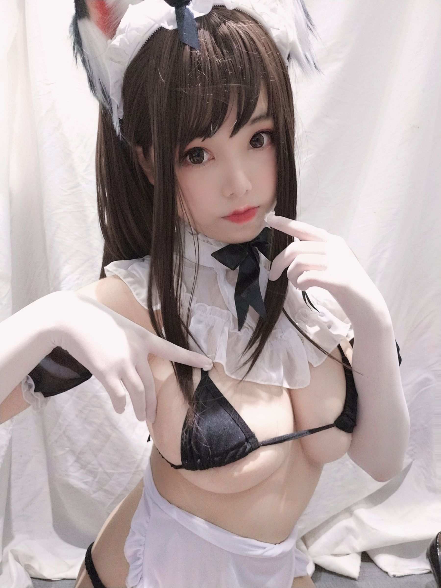 萌系小姐姐蜜汁猫裘 黑白女仆 Cosplay-第17张