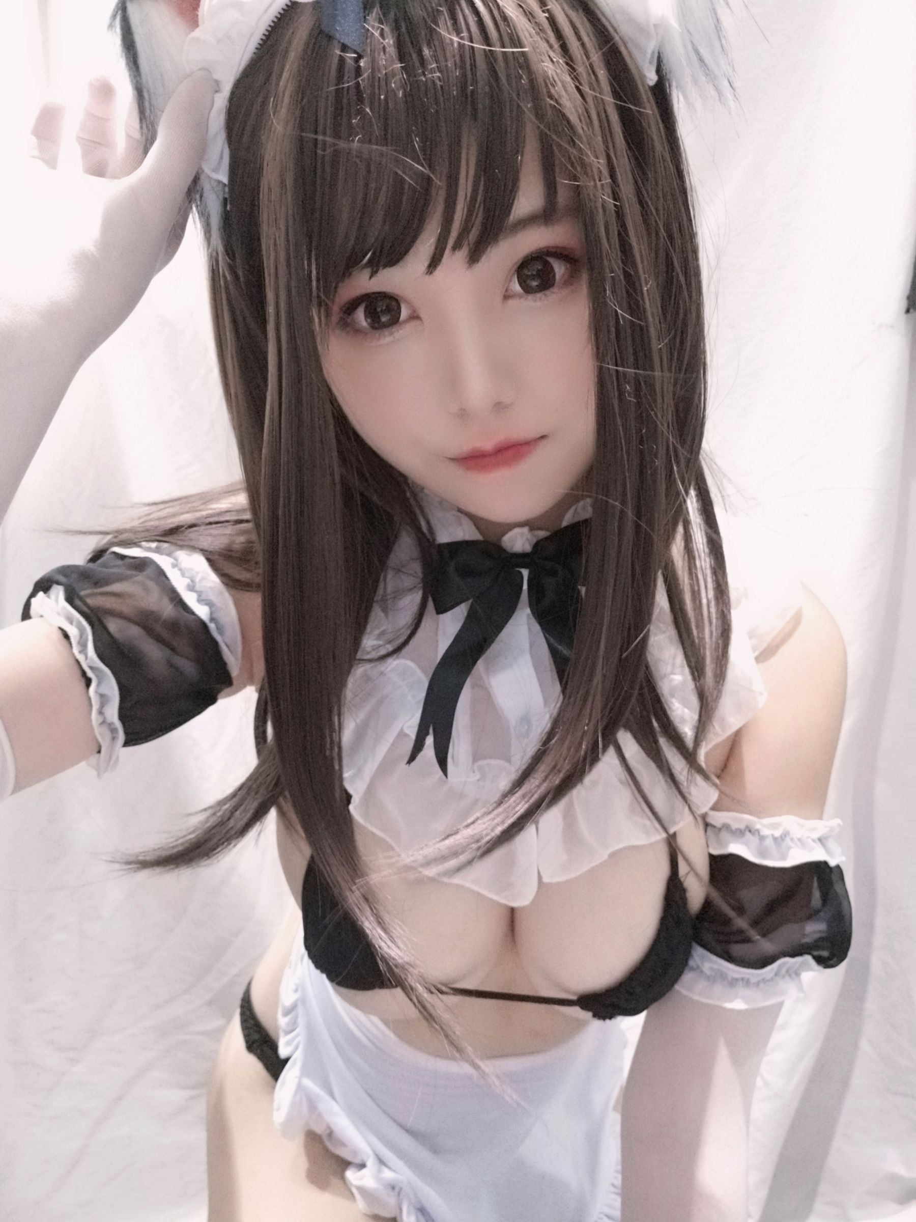 萌系小姐姐蜜汁猫裘 黑白女仆 Cosplay-第19张
