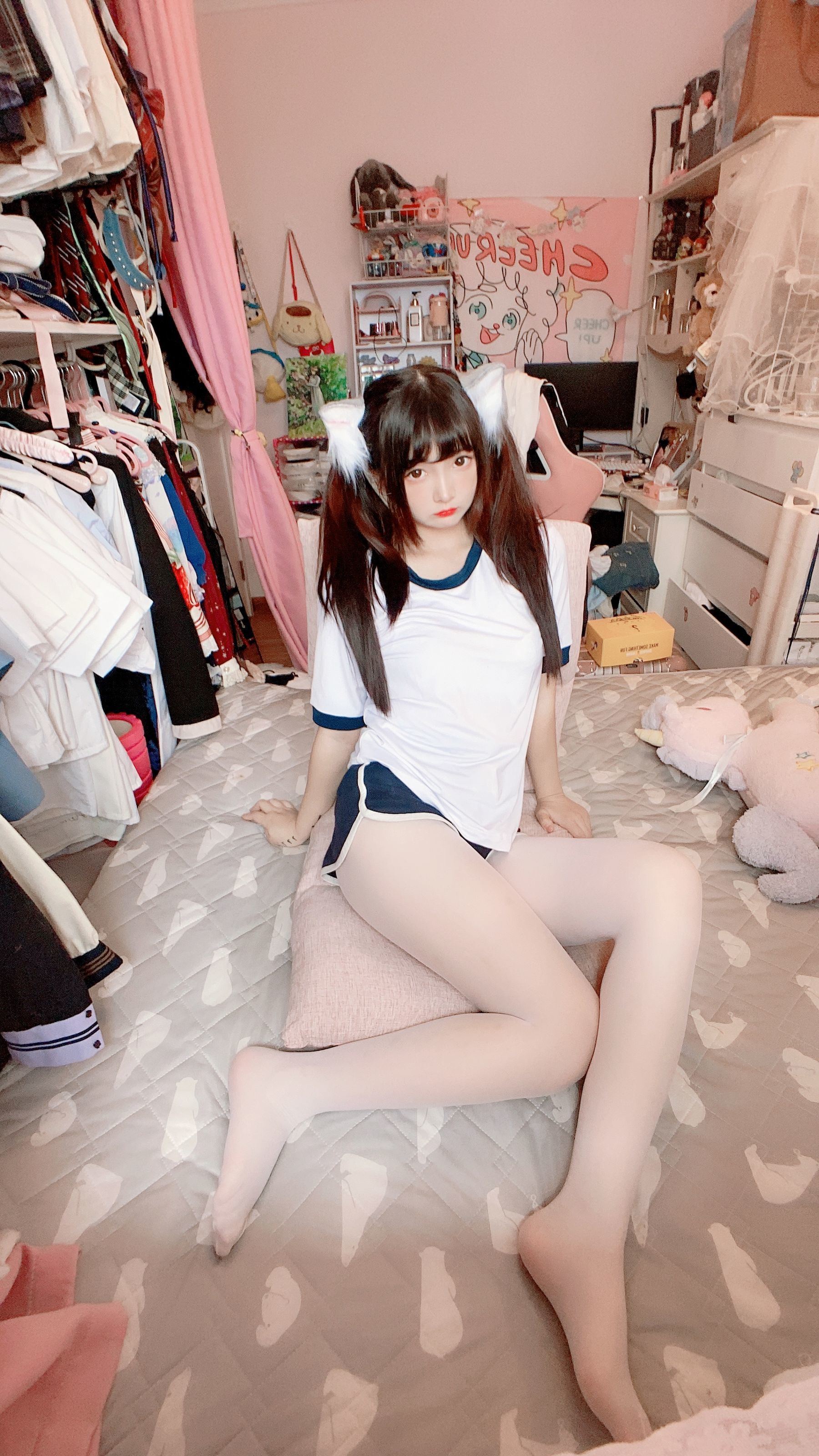 二次元美女古川kagura – 白丝体操运动服 Cosplay-第29张