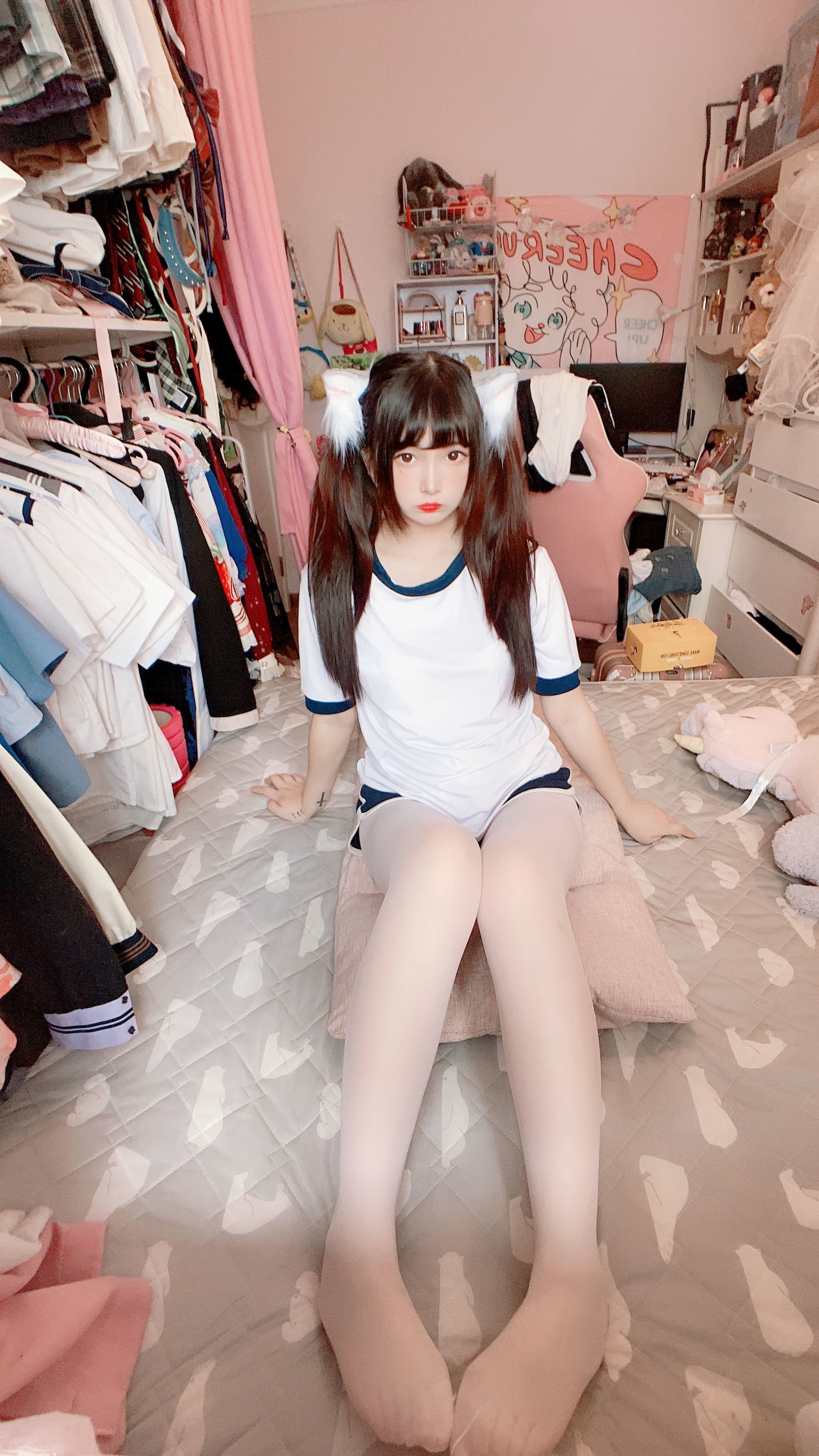 二次元美女古川kagura – 白丝体操运动服 Cosplay-第35张
