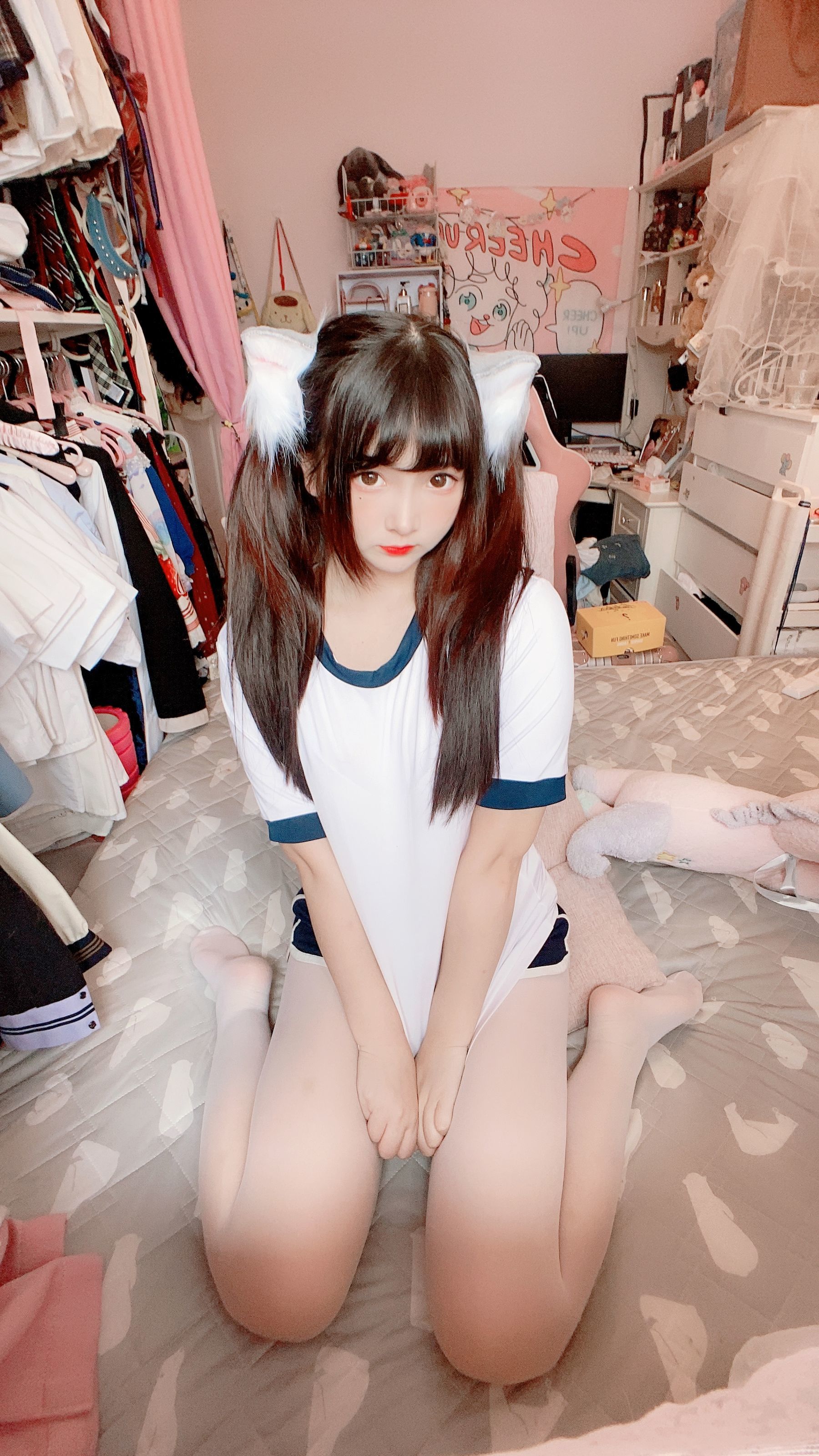 二次元美女古川kagura – 白丝体操运动服 Cosplay-第24张
