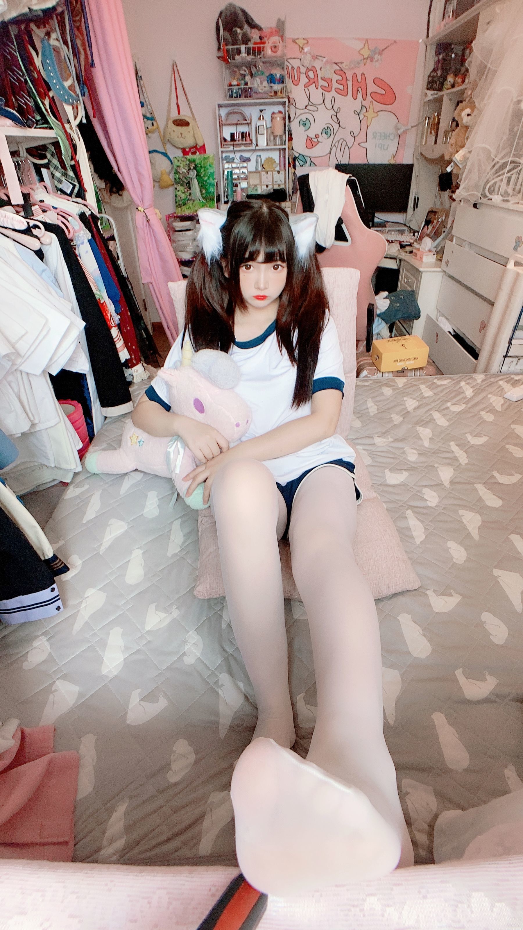二次元美女古川kagura – 白丝体操运动服 Cosplay-第14张