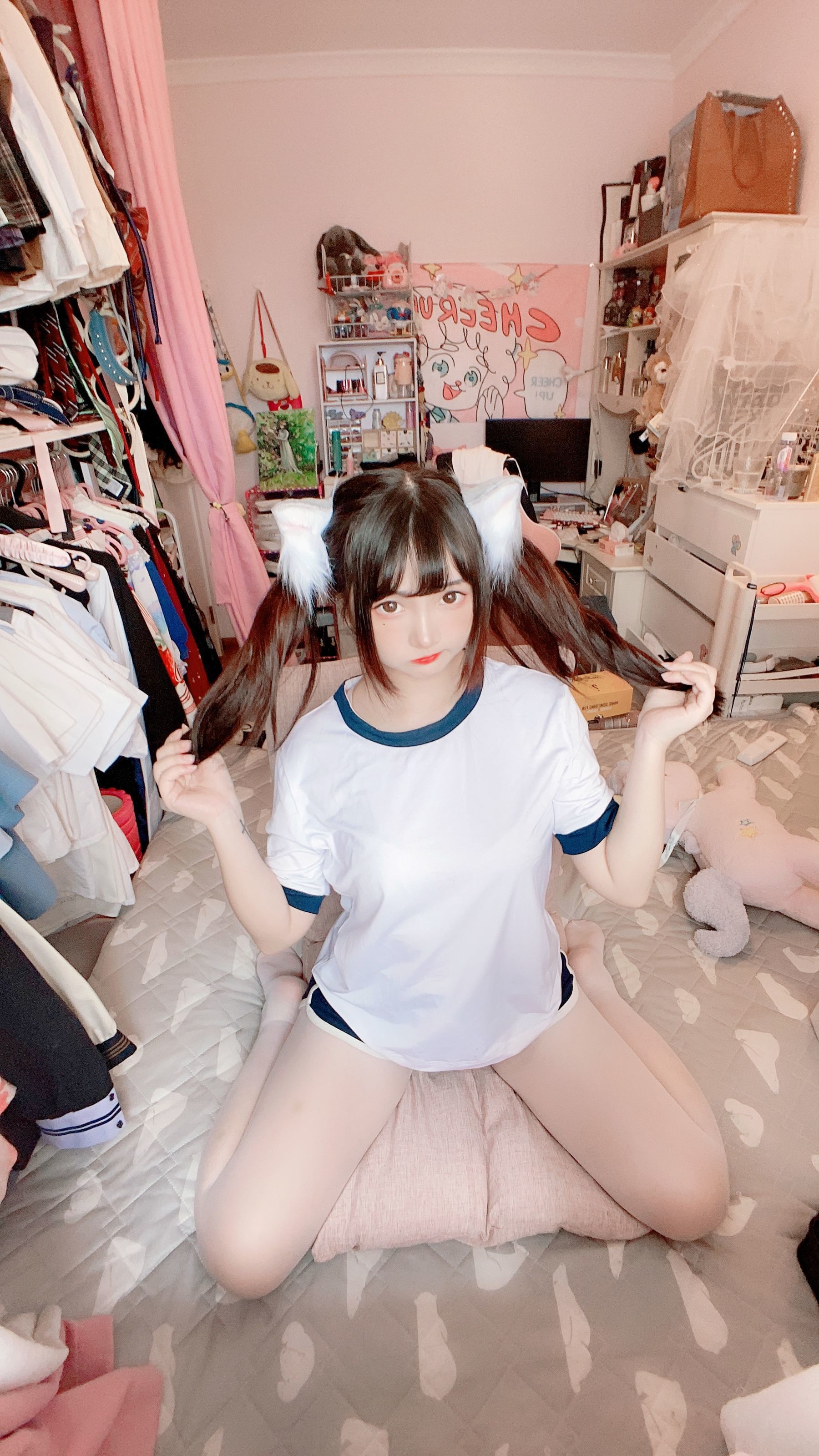 二次元美女古川kagura – 白丝体操运动服 Cosplay-第36张