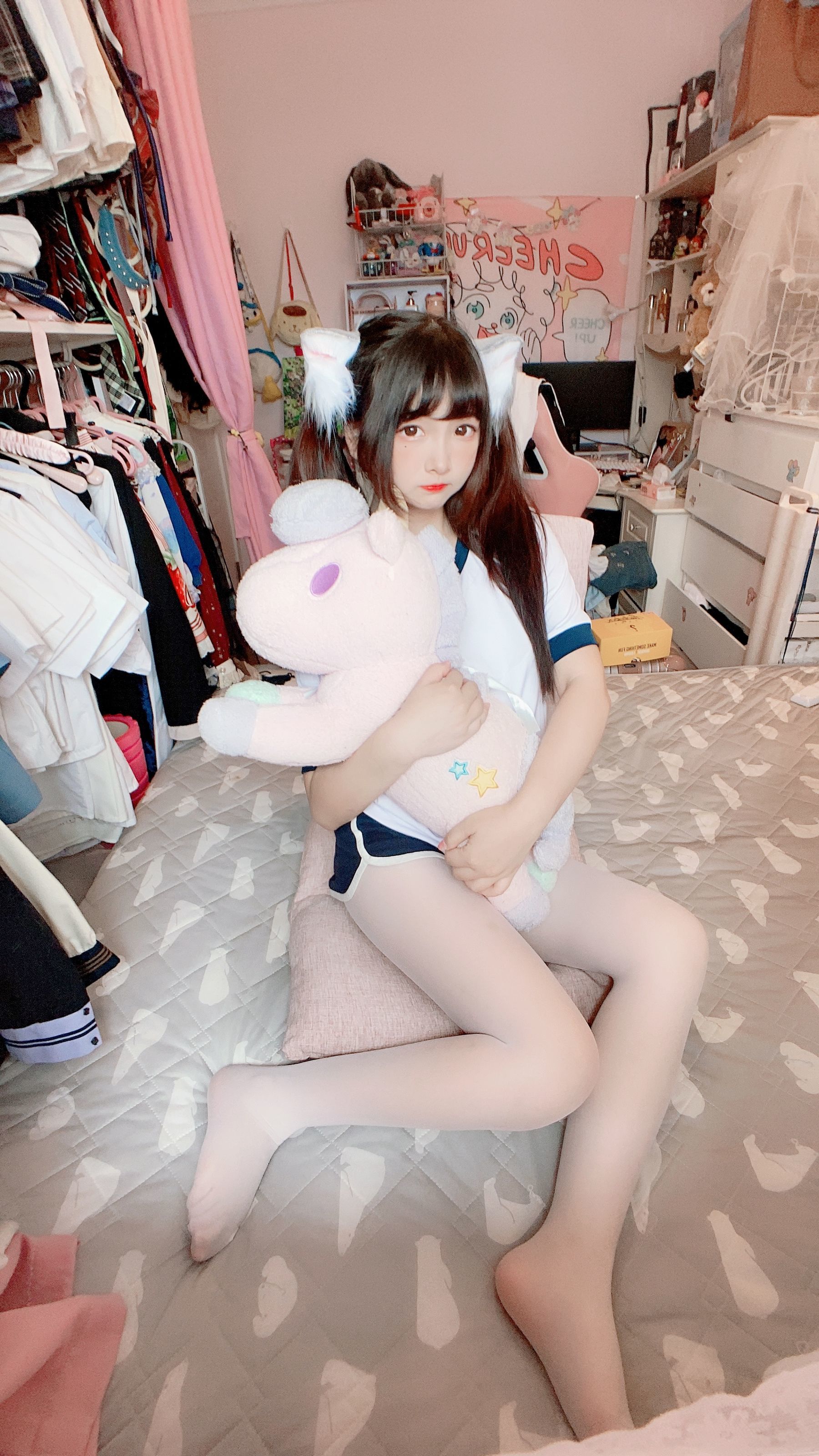 二次元美女古川kagura – 白丝体操运动服 Cosplay-第15张