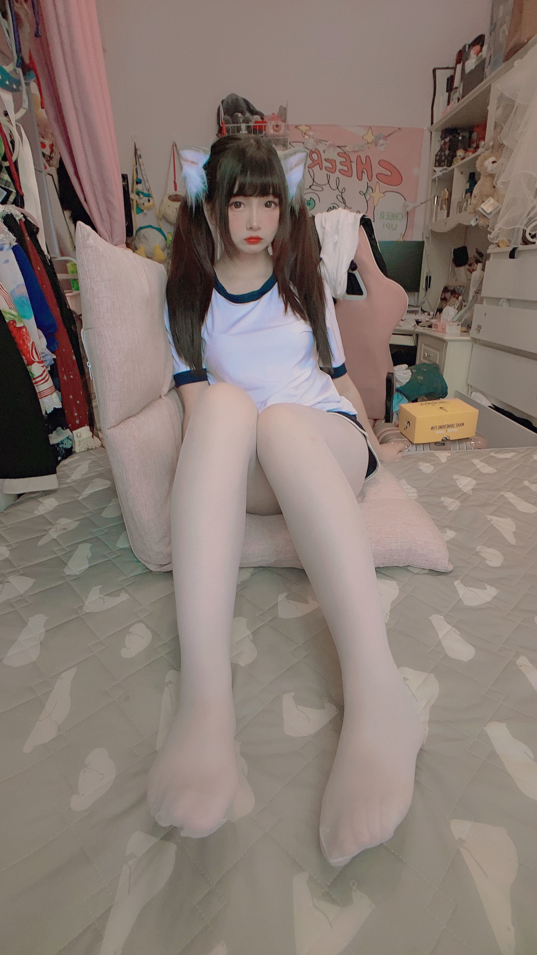 二次元美女古川kagura – 白丝体操运动服 Cosplay-第5张