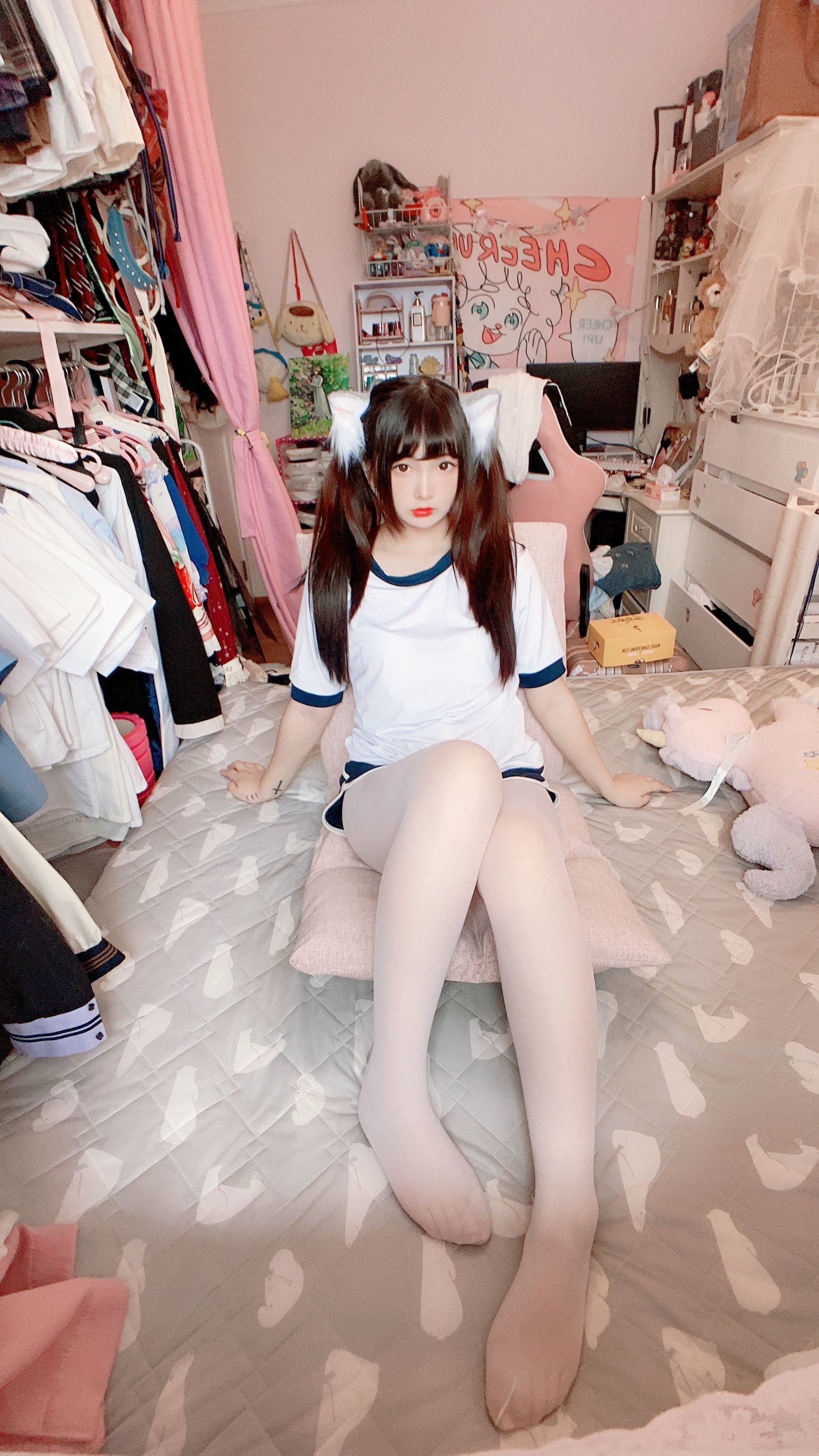 二次元美女古川kagura – 白丝体操运动服 Cosplay-第34张