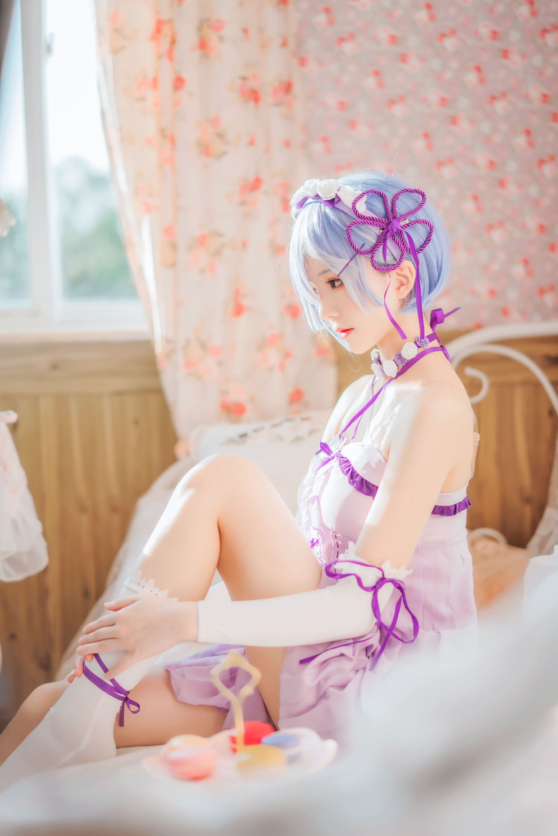 [Cosplay写真] 动漫博主蠢沫沫 – 蕾姆小睡裙 Cosplay-第8张