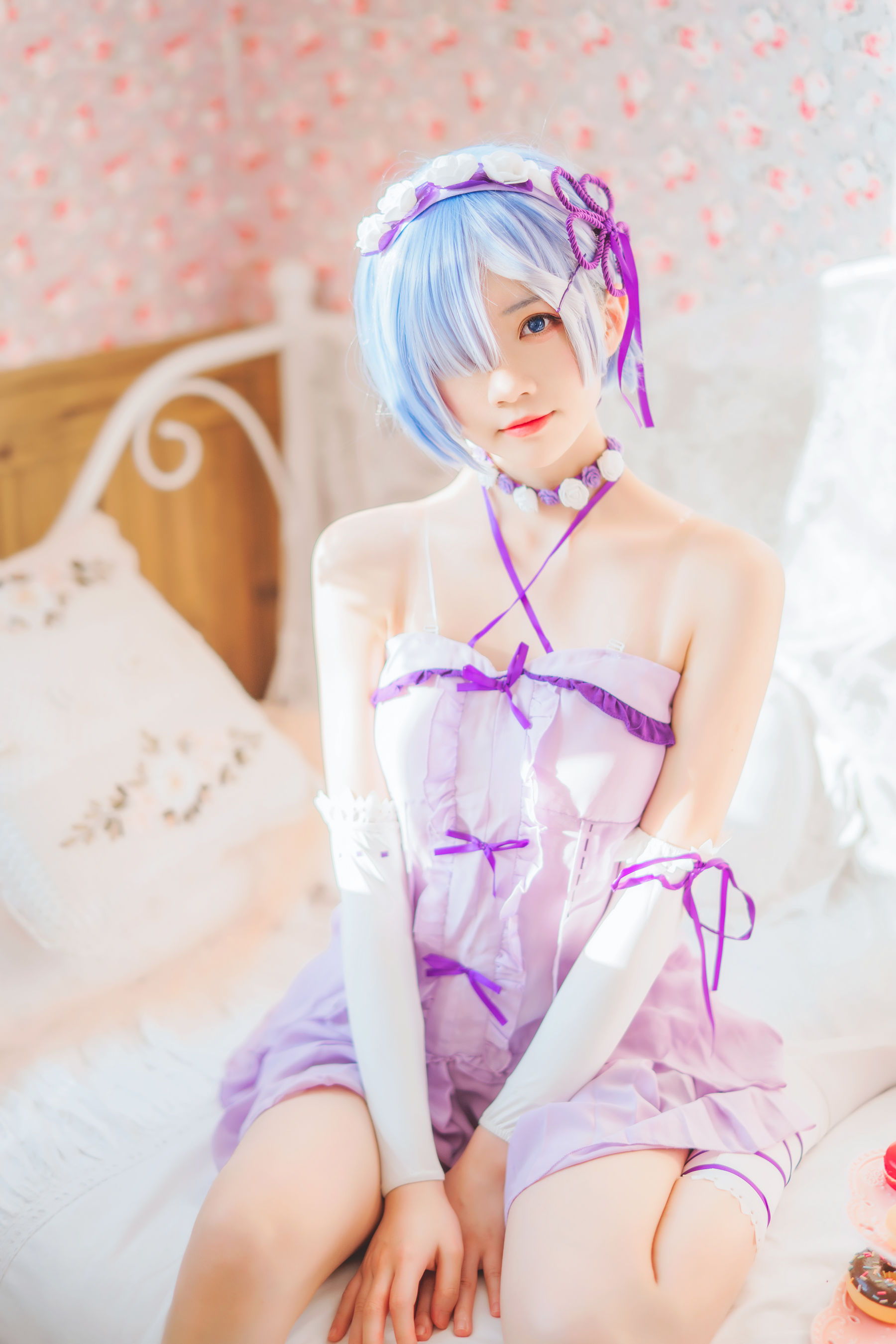 [Cosplay写真] 动漫博主蠢沫沫 – 蕾姆小睡裙 Cosplay-第39张