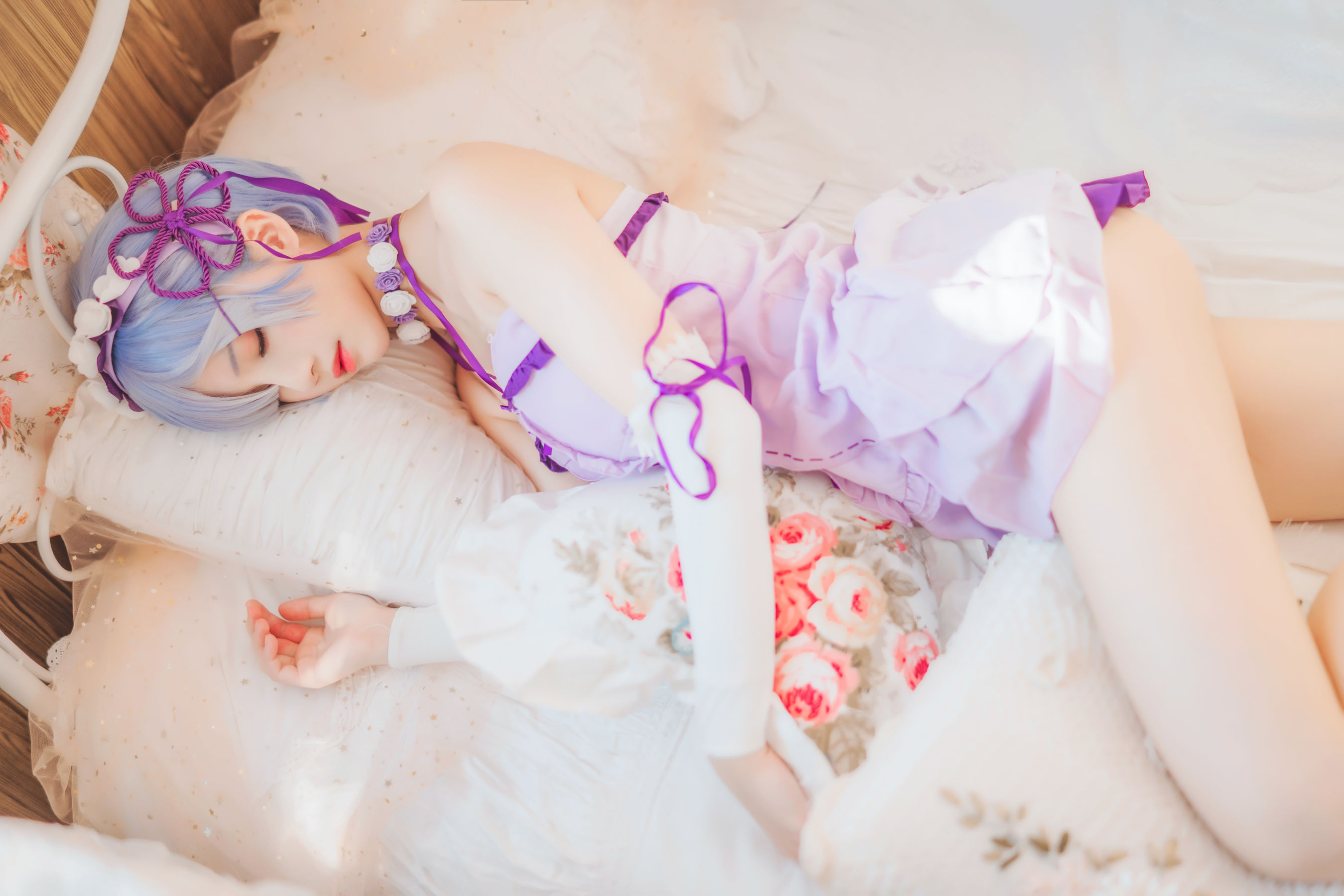 [Cosplay写真] 动漫博主蠢沫沫 – 蕾姆小睡裙 Cosplay-第10张