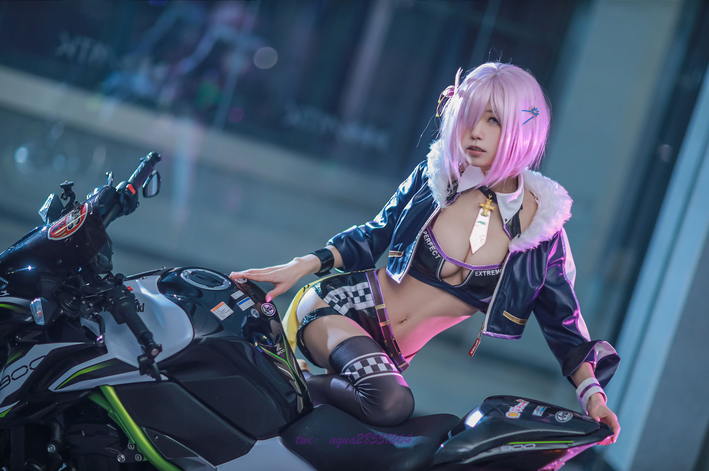 动漫博主水淼aqua – 玛修-同人机车装 Cosplay-第4张