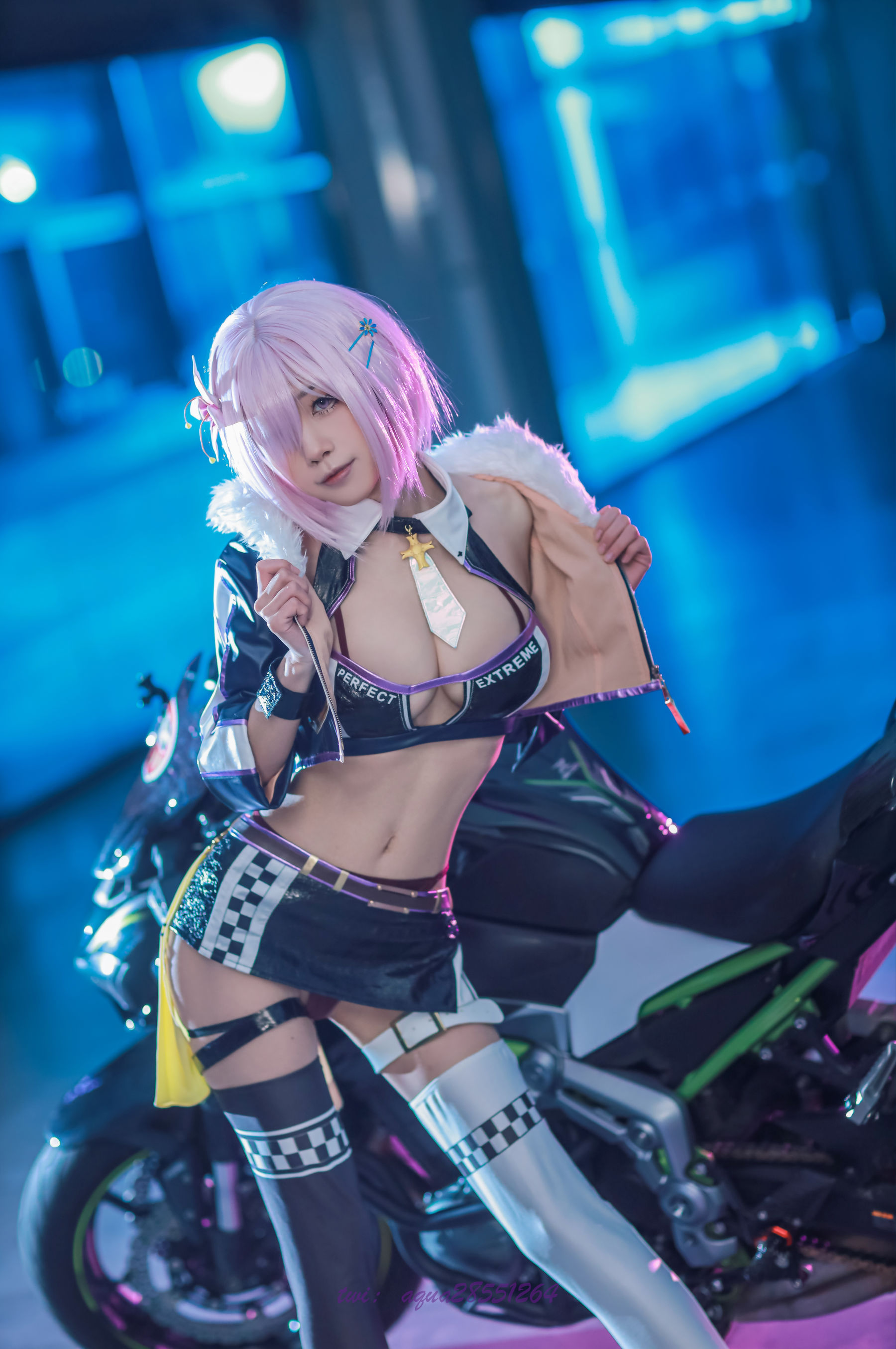 动漫博主水淼aqua – 玛修-同人机车装 Cosplay-第6张