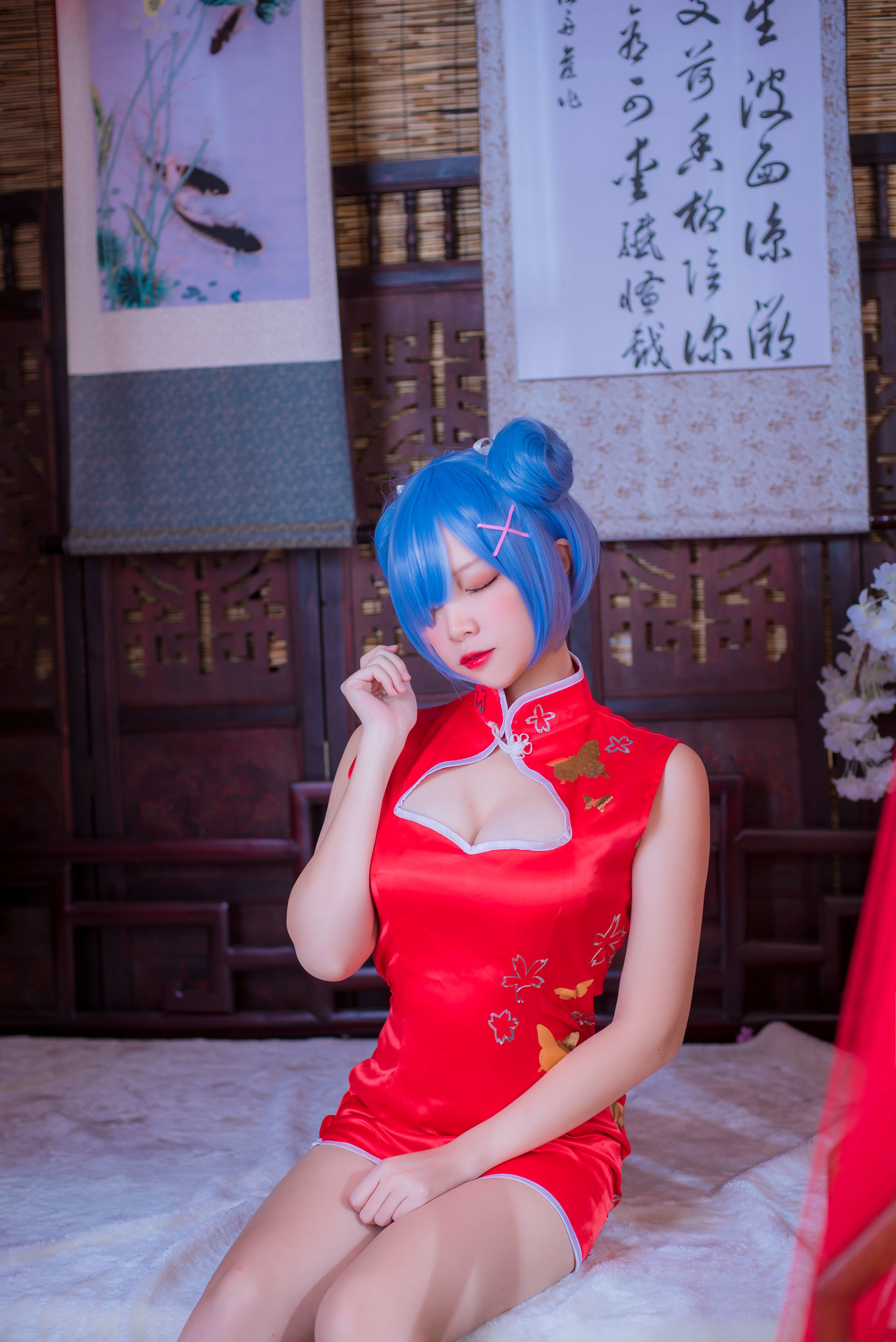 人气Coser二佐Nisa 蕾姆旗袍 Cosplay-第29张