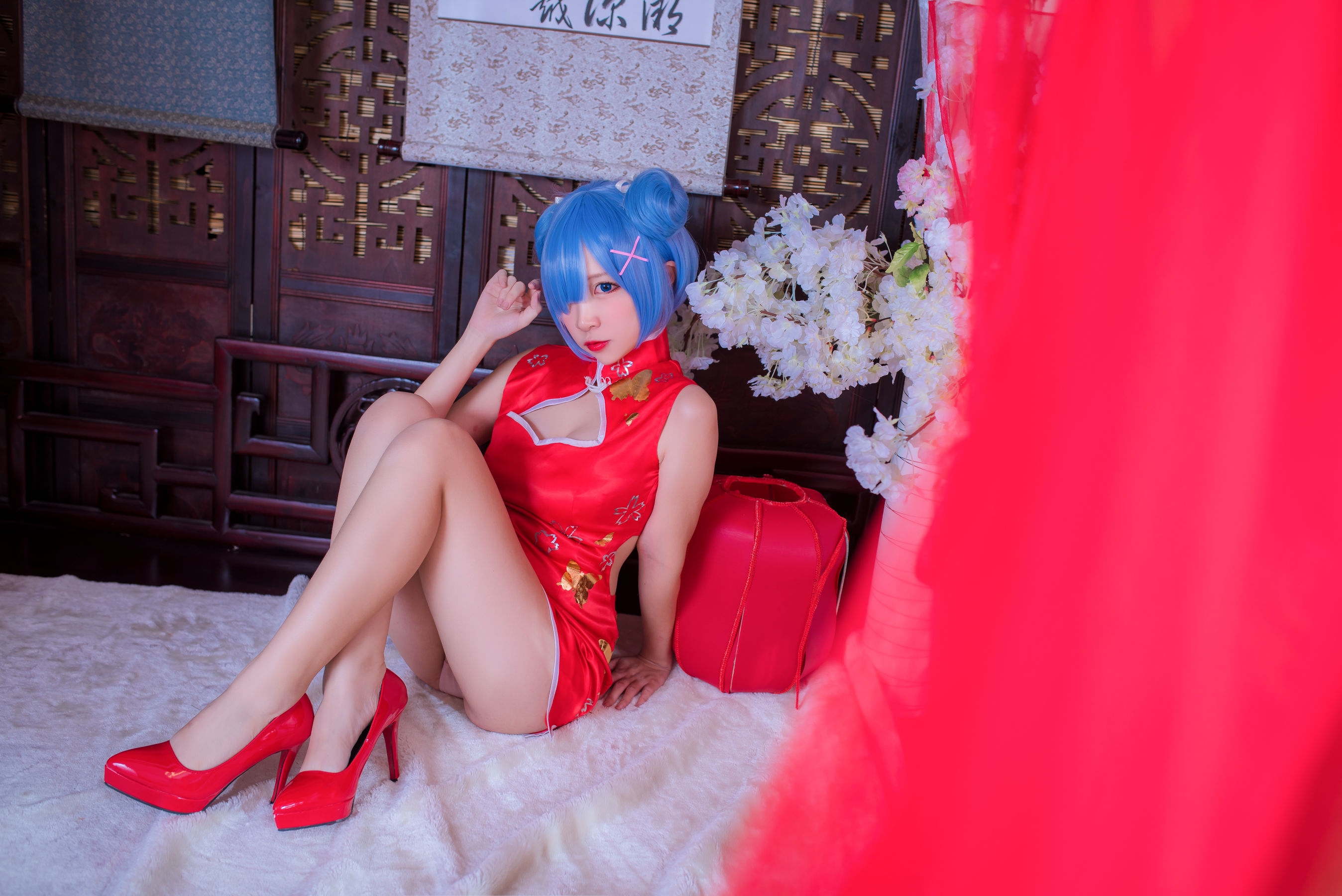 人气Coser二佐Nisa 蕾姆旗袍 Cosplay-第6张