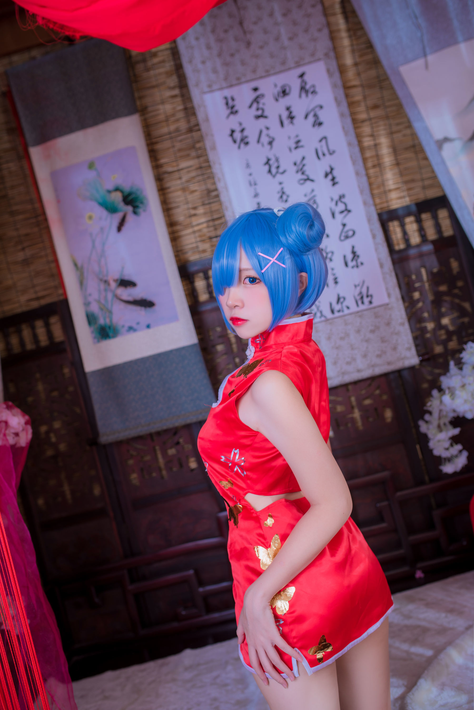 人气Coser二佐Nisa 蕾姆旗袍 Cosplay-第3张