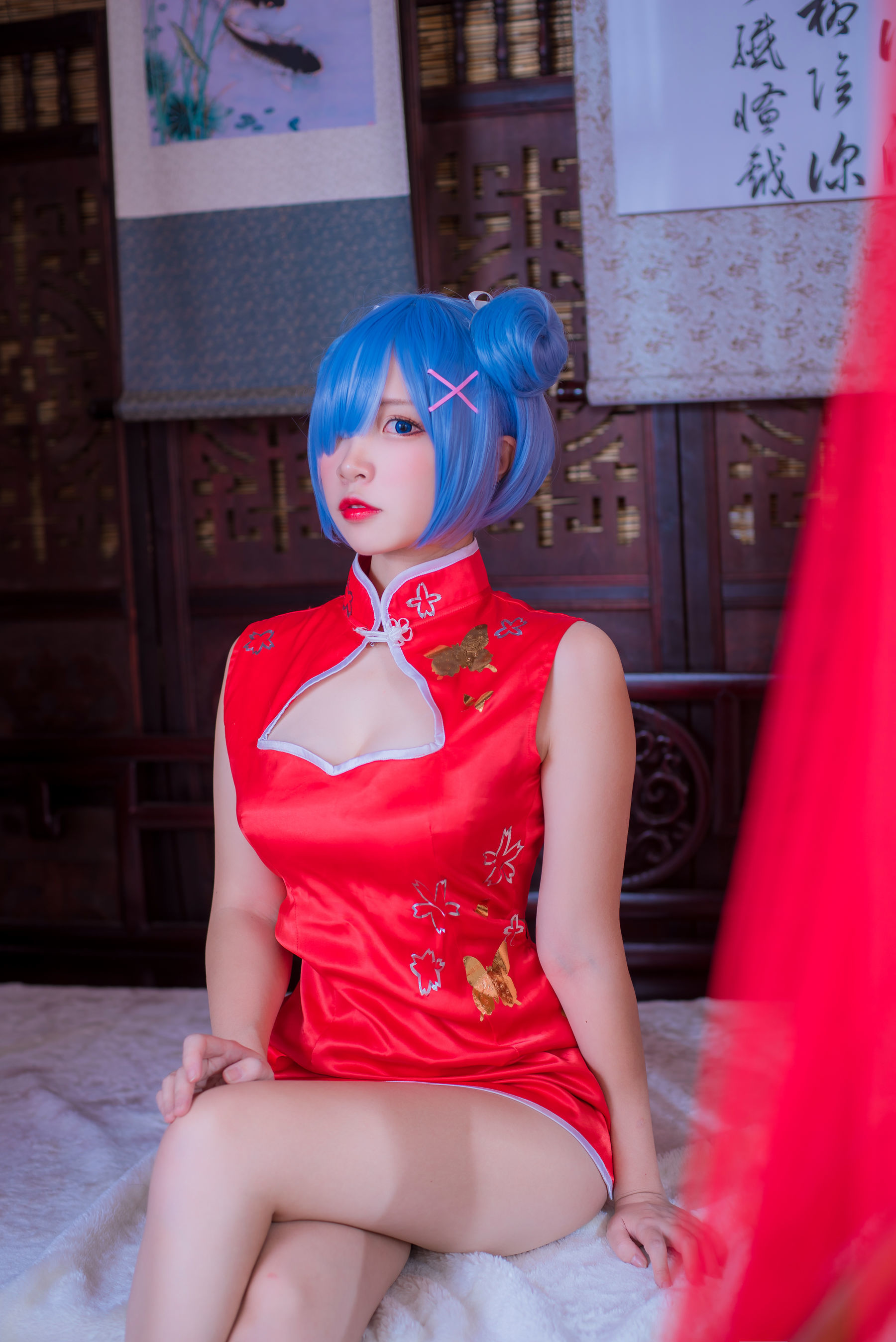 人气Coser二佐Nisa 蕾姆旗袍 Cosplay-第2张