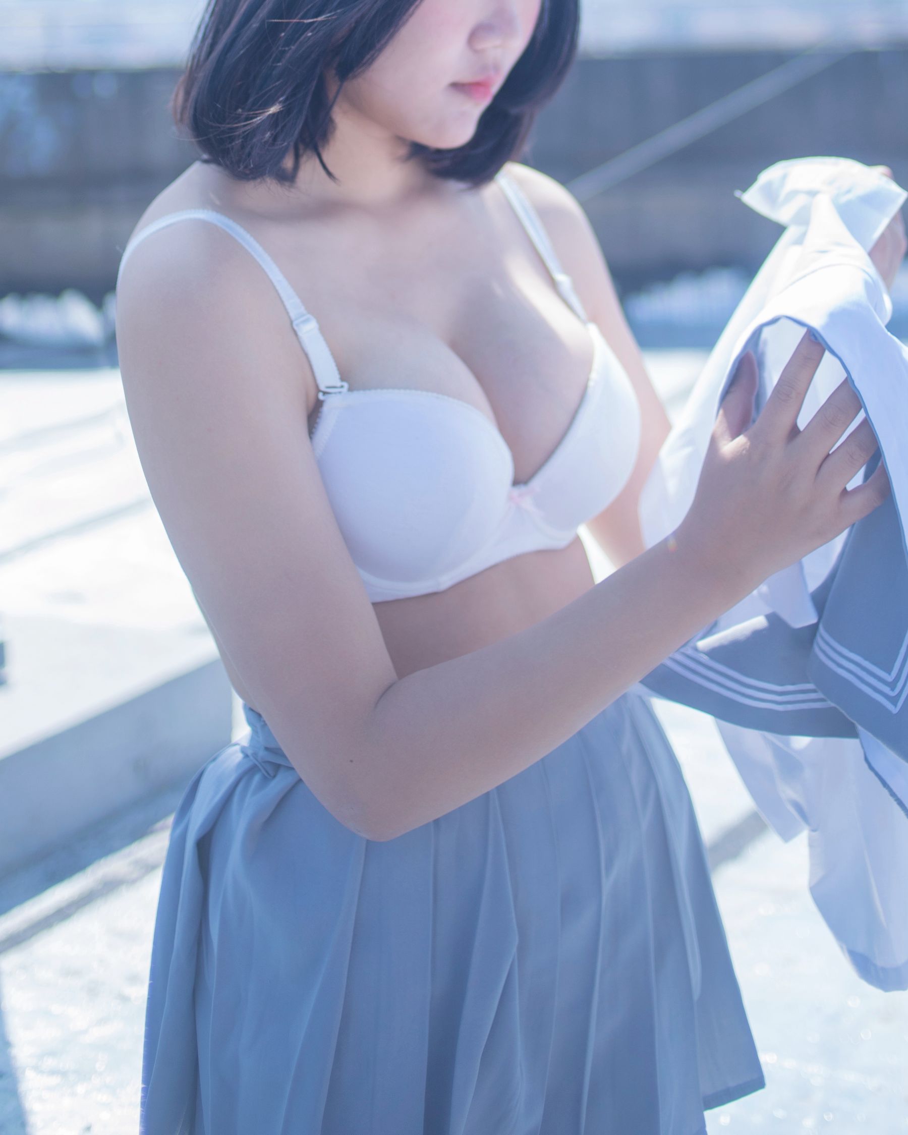 微博妹子 汐 – 天台JK Cosplay-第22张