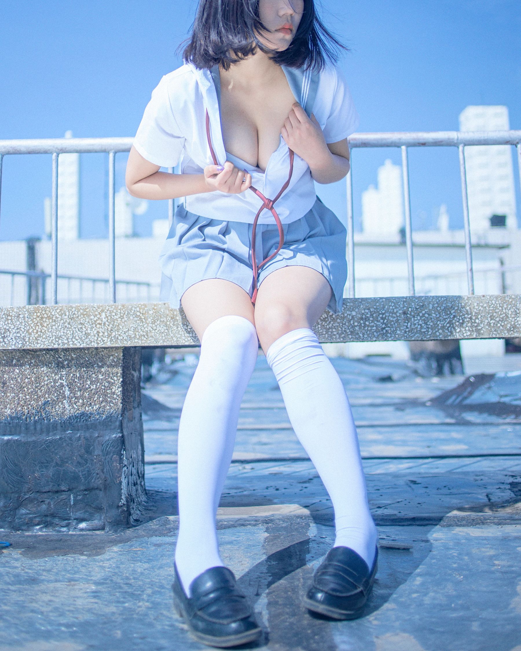 微博妹子 汐 – 天台JK Cosplay-第7张