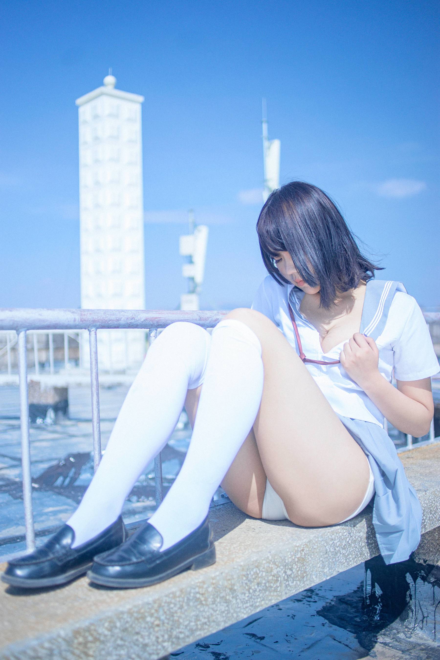 微博妹子 汐 – 天台JK Cosplay-第6张