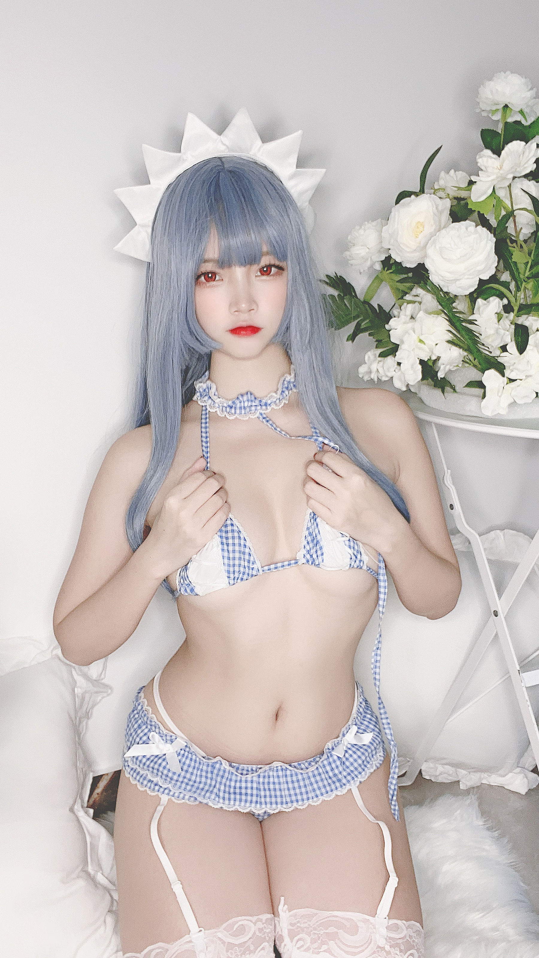 人气Coser二佐Nisa – 蓝格比基尼女仆 Cosplay-第3张