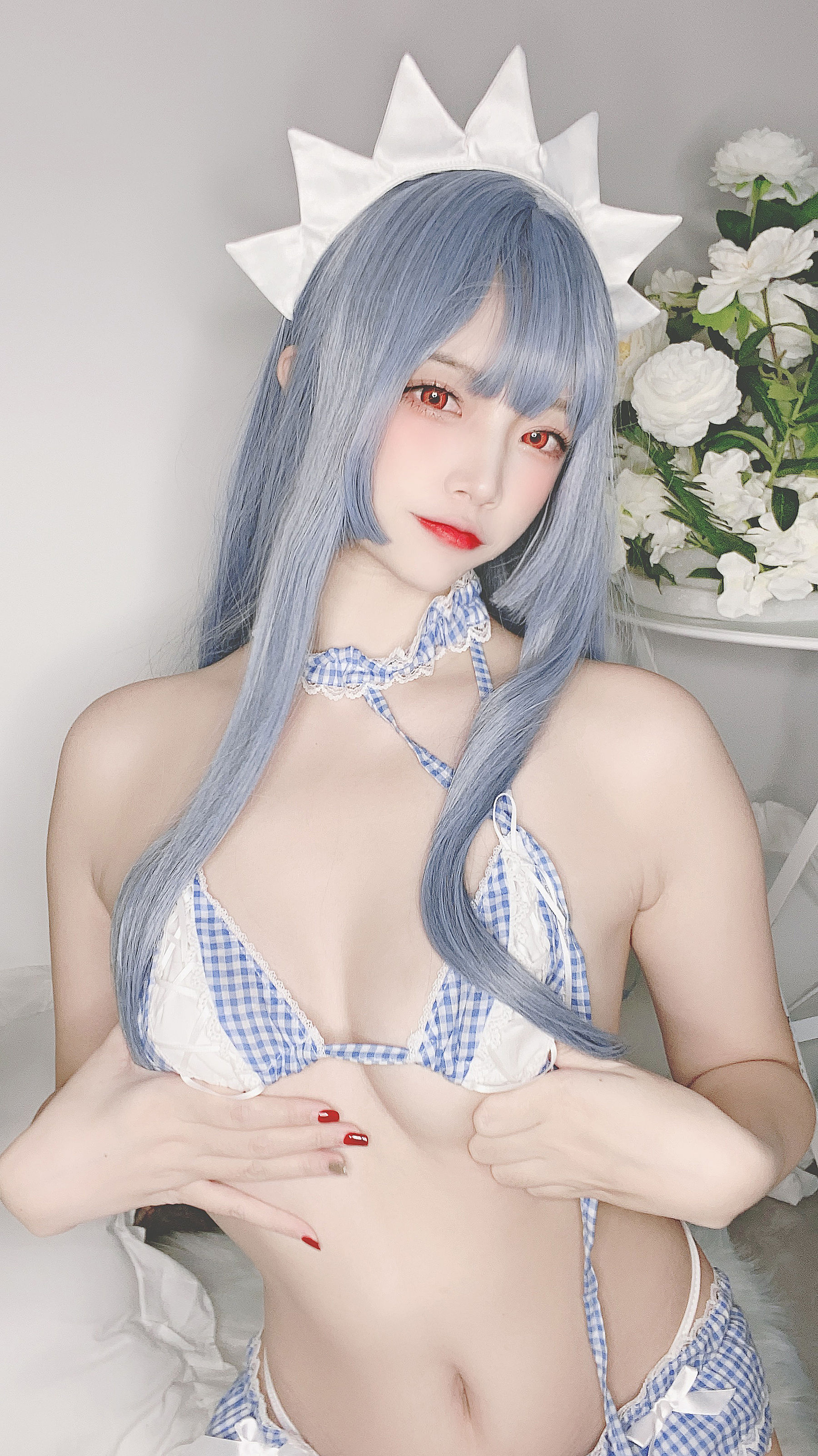 人气Coser二佐Nisa – 蓝格比基尼女仆 Cosplay-第8张