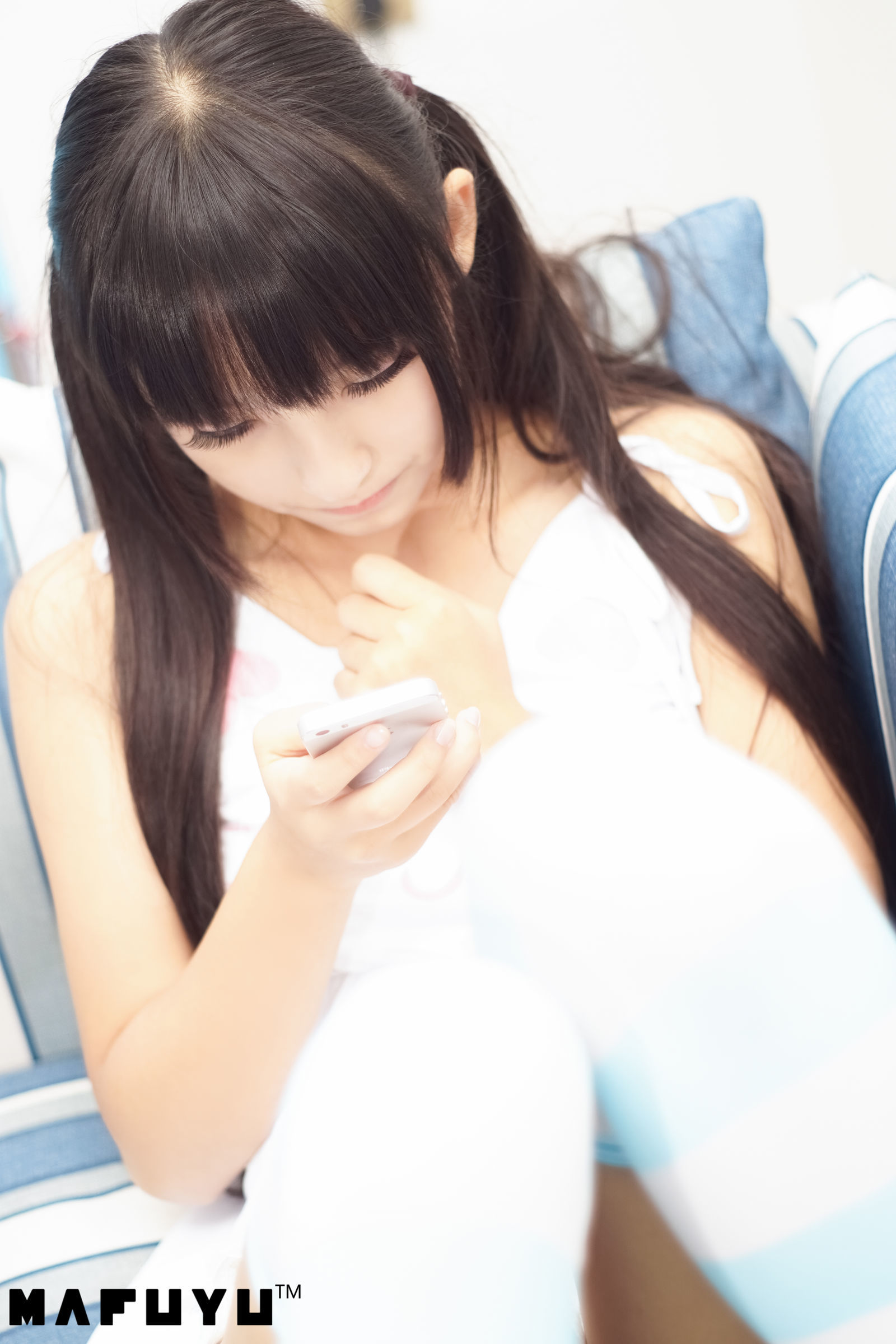 [萝莉COS] 神楽坂真冬 蓝白条纹系列套图 Cosplay-第79张