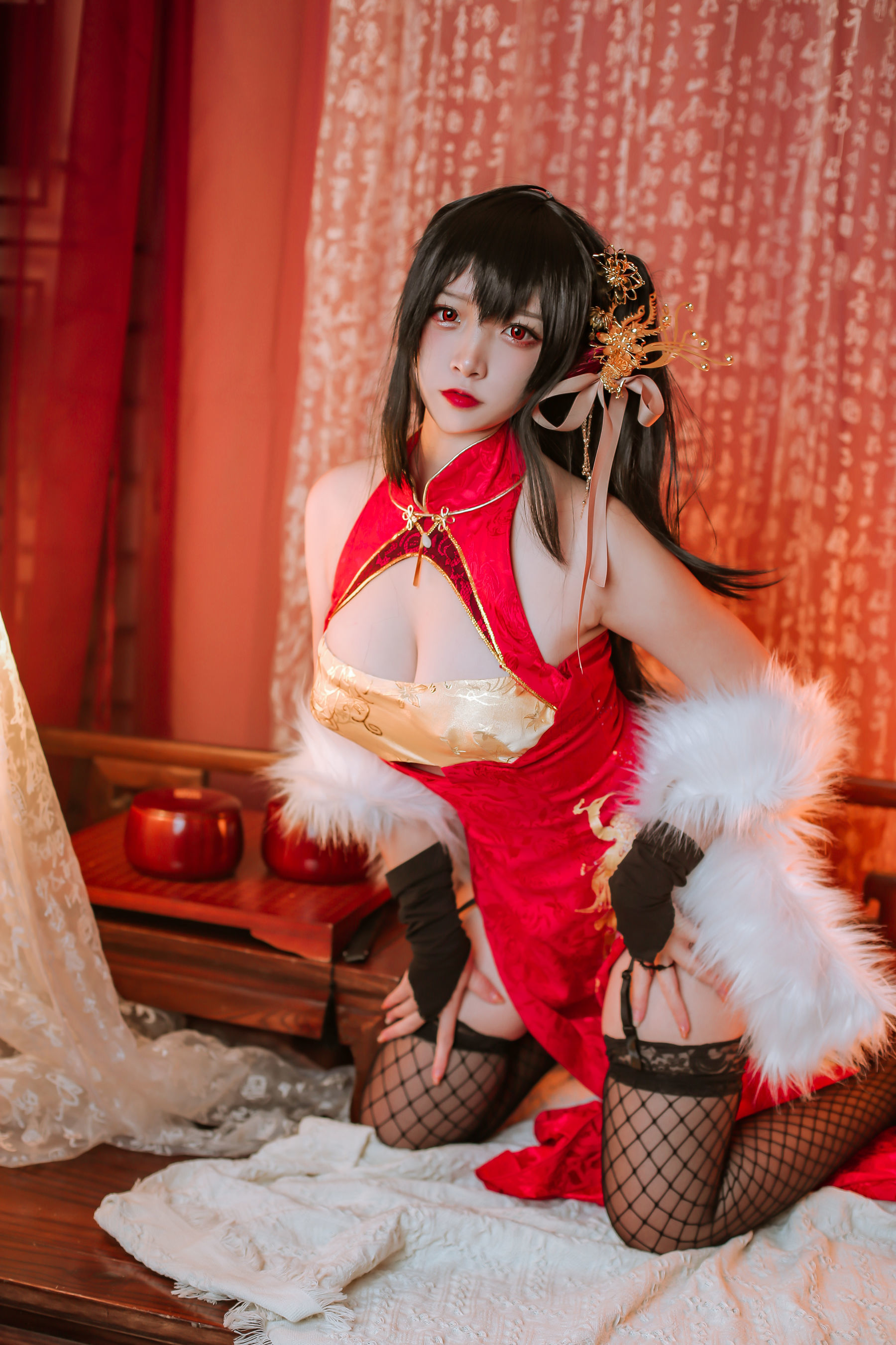 人气Coser二佐Nisa 碧蓝大凤旗袍 Cosplay-第9张