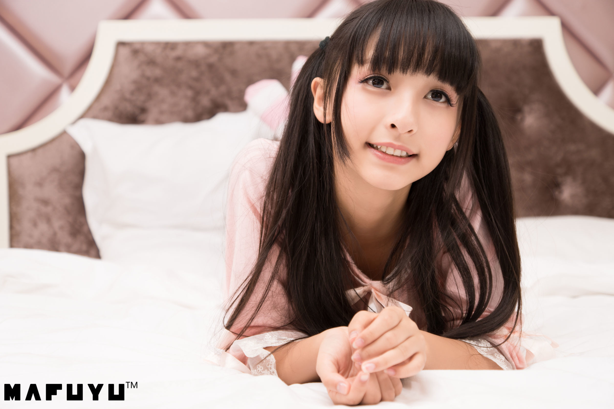 [萝莉COS] 神楽板真冬 粉白条纹系列套图 Cosplay-第62张