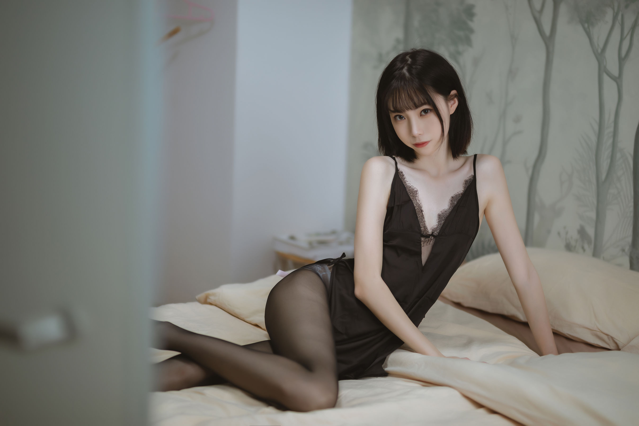 许岚 – 黑色蕾丝睡衣 Cosplay-第38张