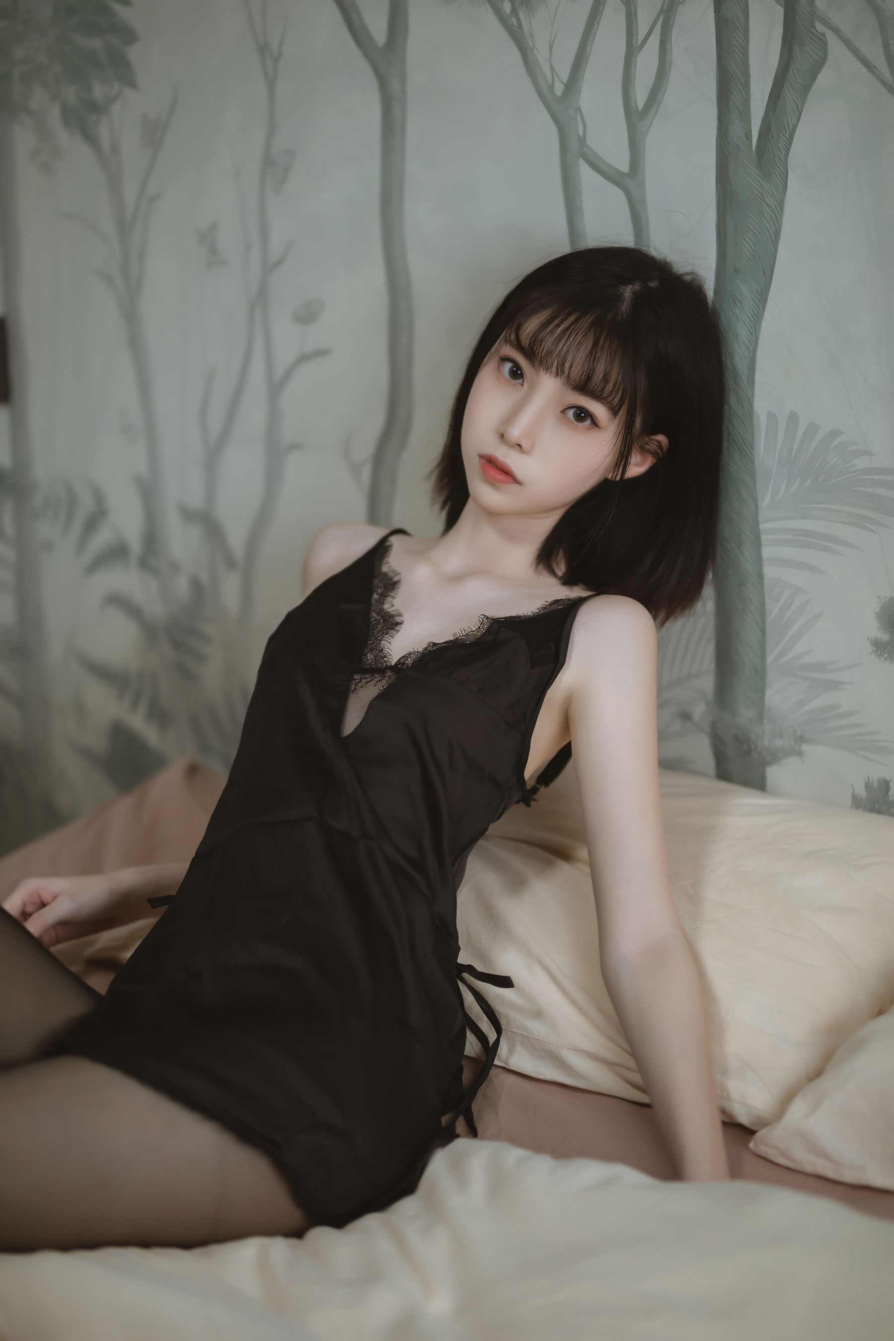 许岚 – 黑色蕾丝睡衣 Cosplay-第40张