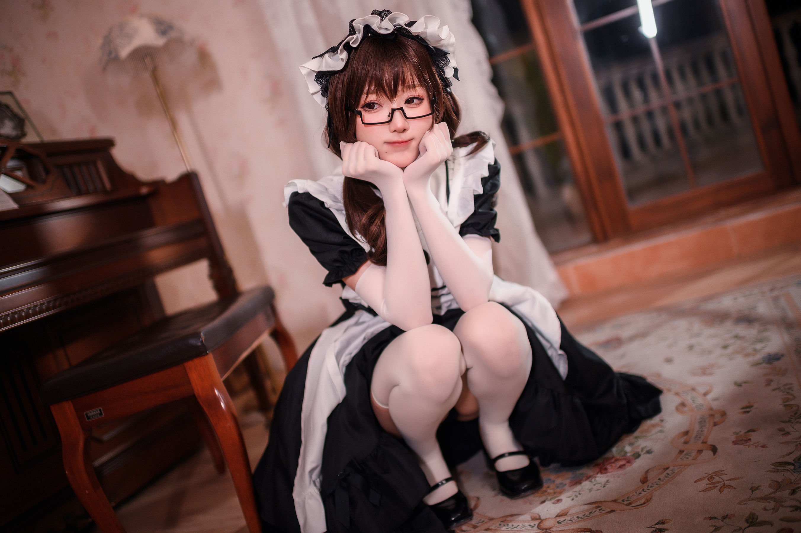 动漫博主阿包也是兔娘 – 传统长裙女仆 Cosplay-第11张