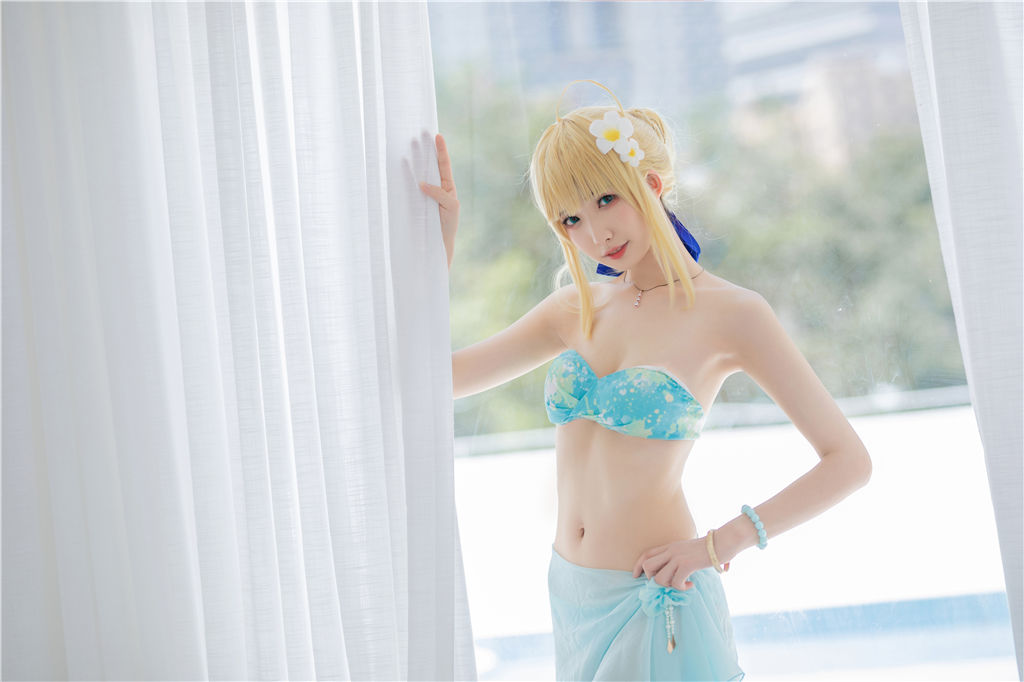 动漫博主封疆疆v – 阿尔托莉雅・潘德拉贡 泳装 Cosplay-第38张