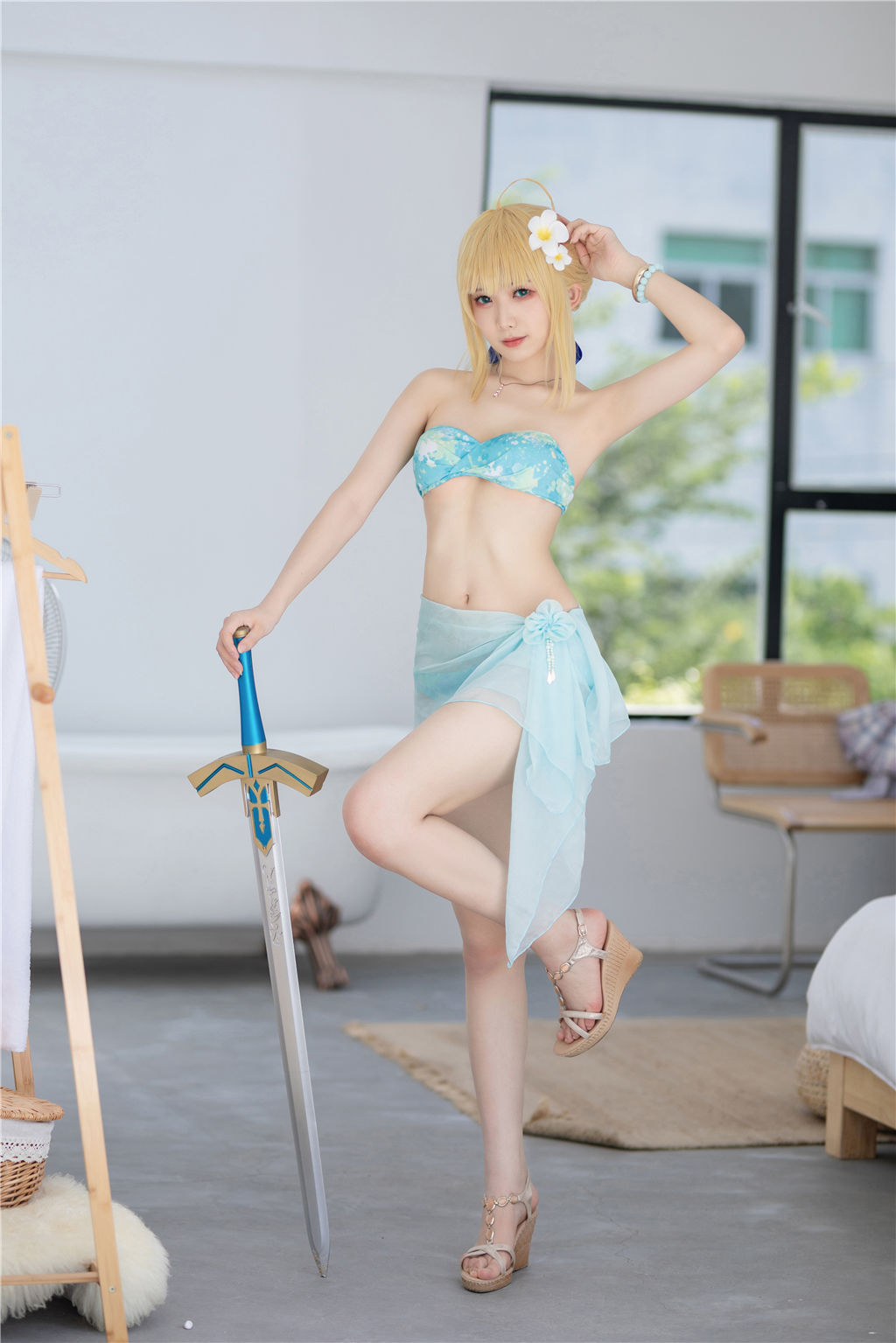 动漫博主封疆疆v – 阿尔托莉雅・潘德拉贡 泳装 Cosplay-第3张