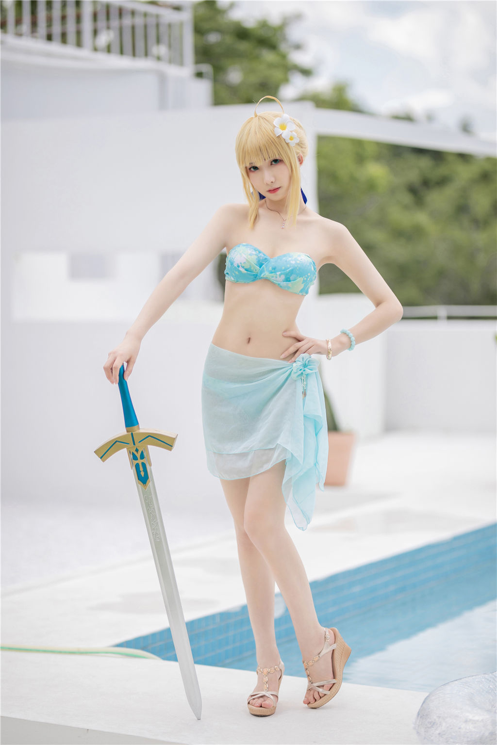 动漫博主封疆疆v – 阿尔托莉雅・潘德拉贡 泳装 Cosplay-第39张