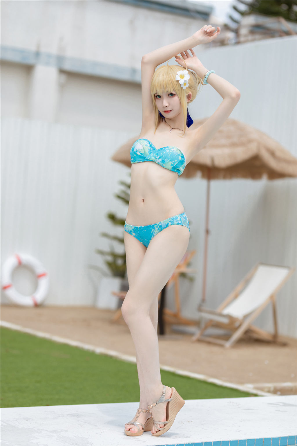 动漫博主封疆疆v – 阿尔托莉雅・潘德拉贡 泳装 Cosplay-第4张