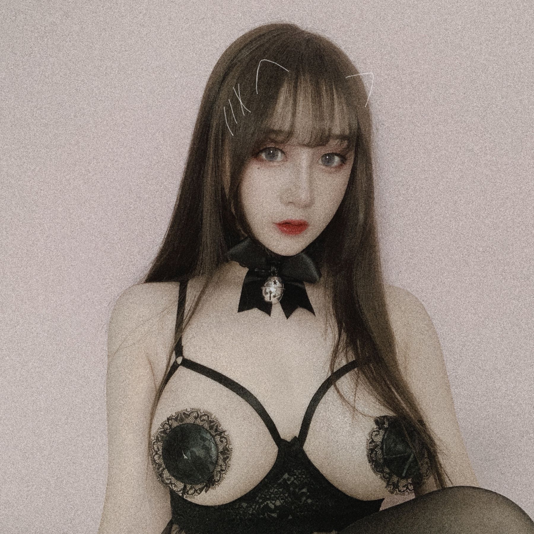 斗鱼主播尤猫醒醒ovo – 黑色情趣 Cosplay-第4张