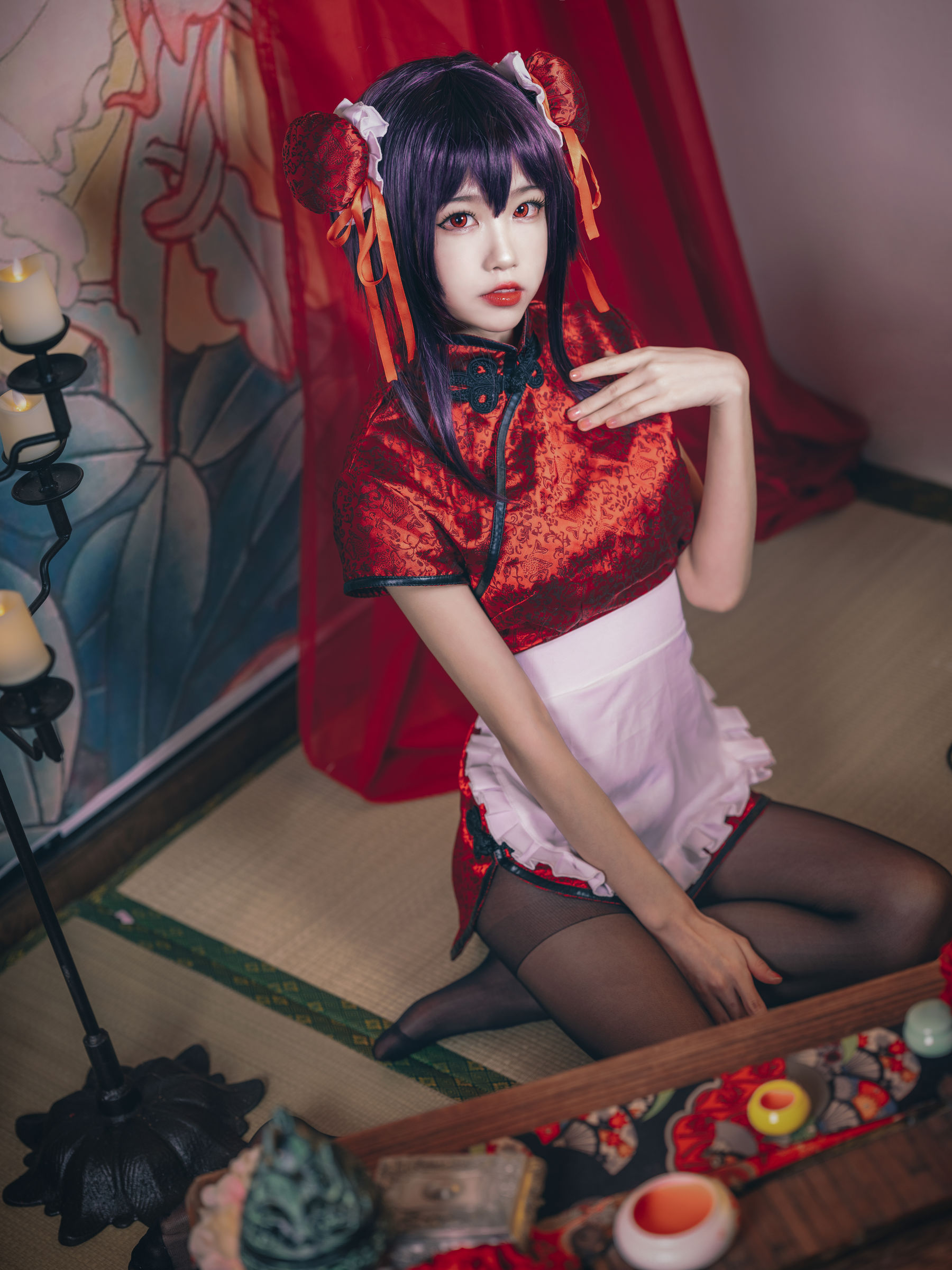 动漫博主水淼aqua – 霞之丘诗羽 旗袍 Cosplay-第2张