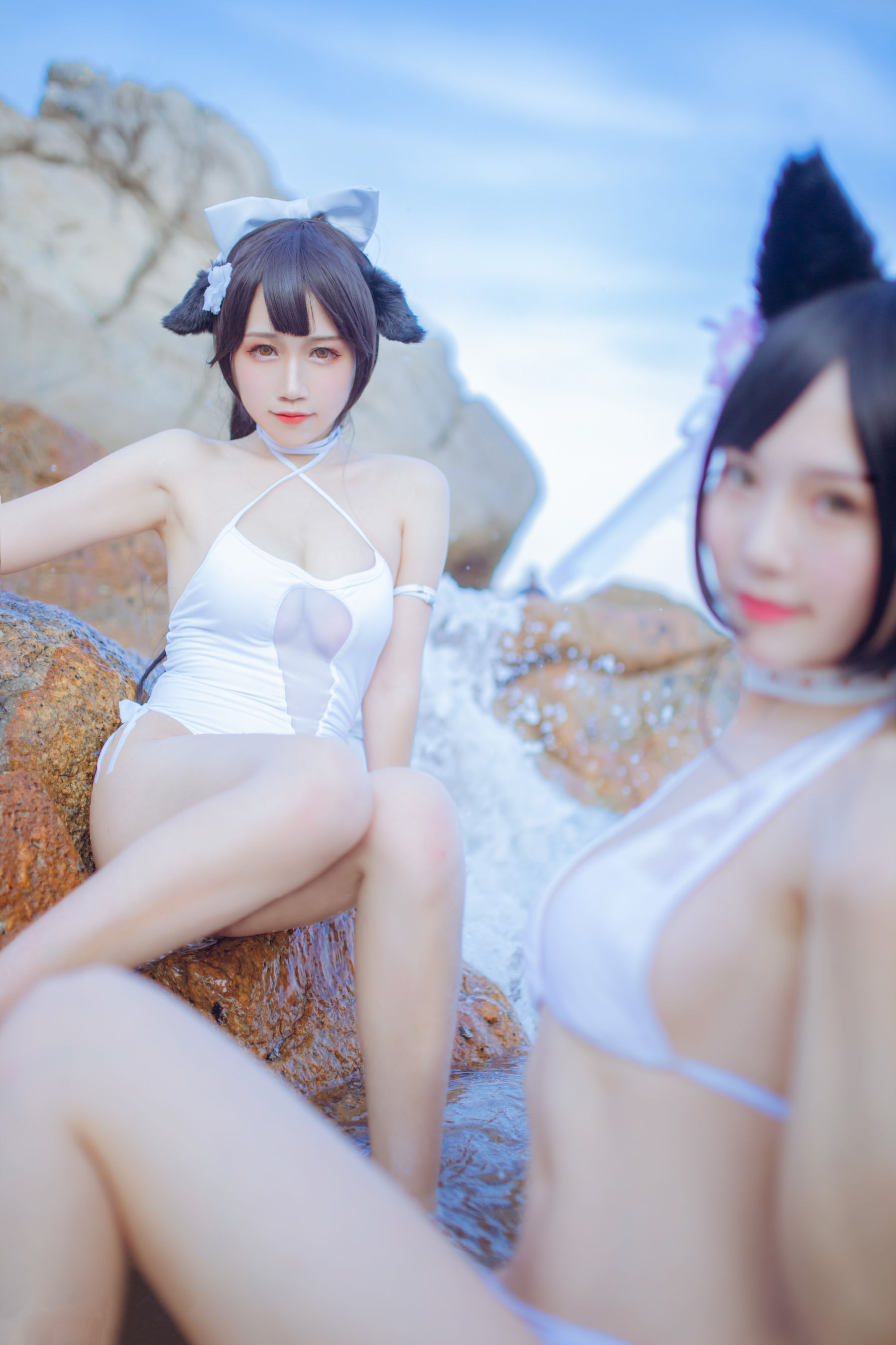 抖娘-利世×不呆猫 獒犬海边泳装 Cosplay-第3张