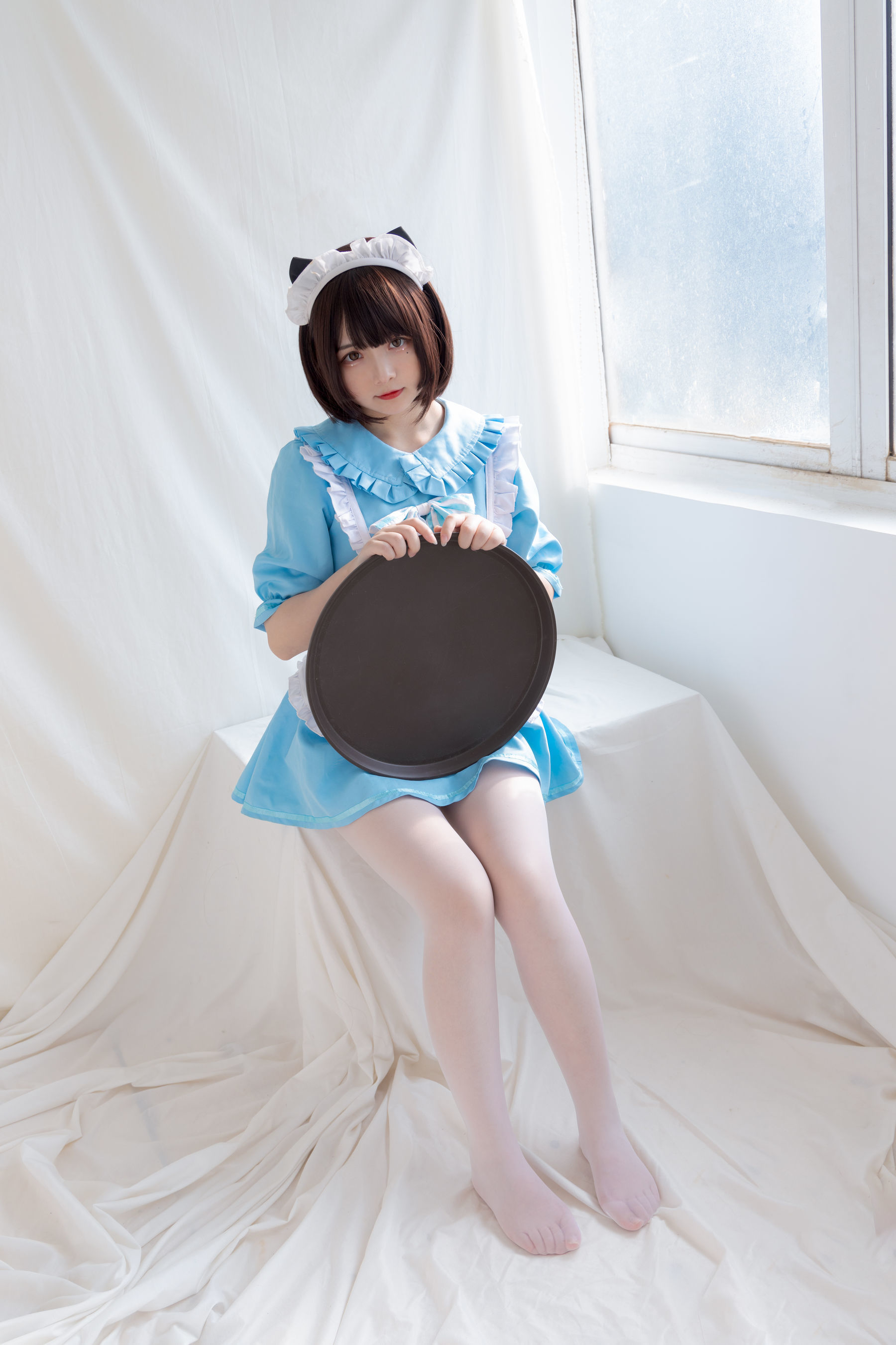 二次元美女古川kagura – 蓝色小猫女仆 Cosplay-第9张